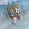 Earrings - Lemon Quartz, Clear Crystal Quartz & Baroque Pearl Trio