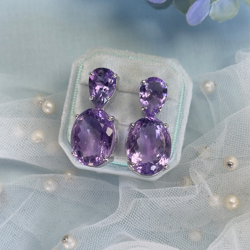 Earrings - Amethyst Double Drops