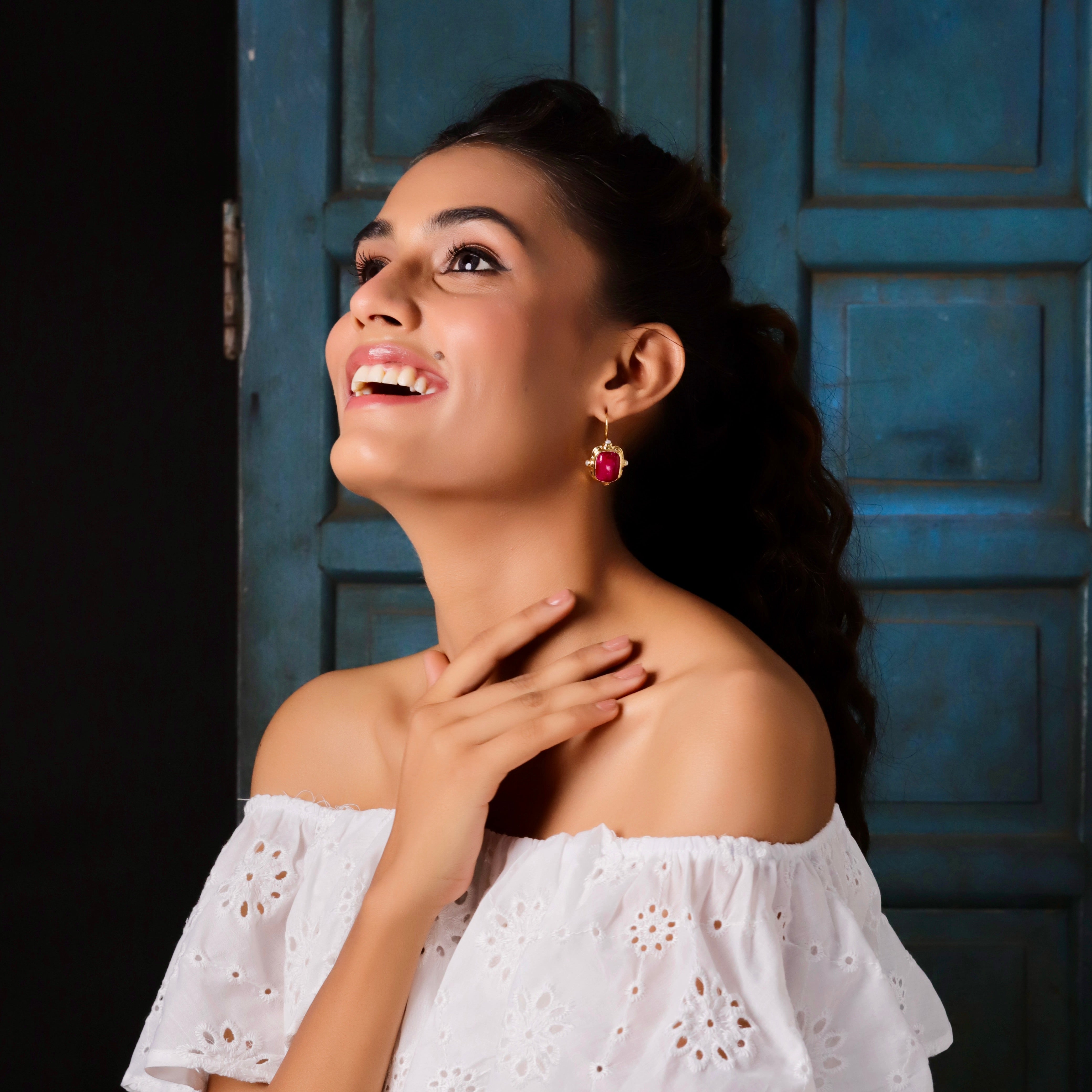 Cardinal Earrings in Ruby