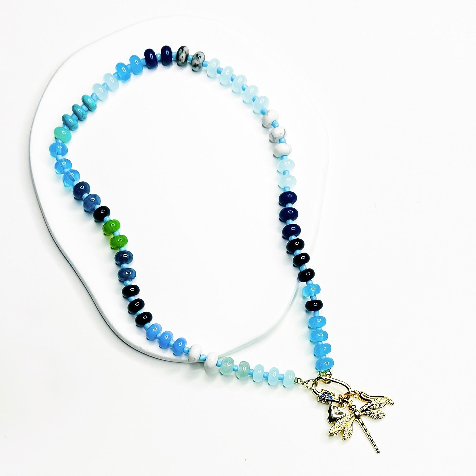 Dreamweaver Necklace in Indigo Isle, gold plated, handcrafted gemstone necklace Singapore