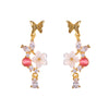 Earrings - Les Jardin Posy Drop in Nacre & Pink Gems