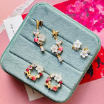 Earrings - Les Jardin Posy in Nacre & Pink Gems