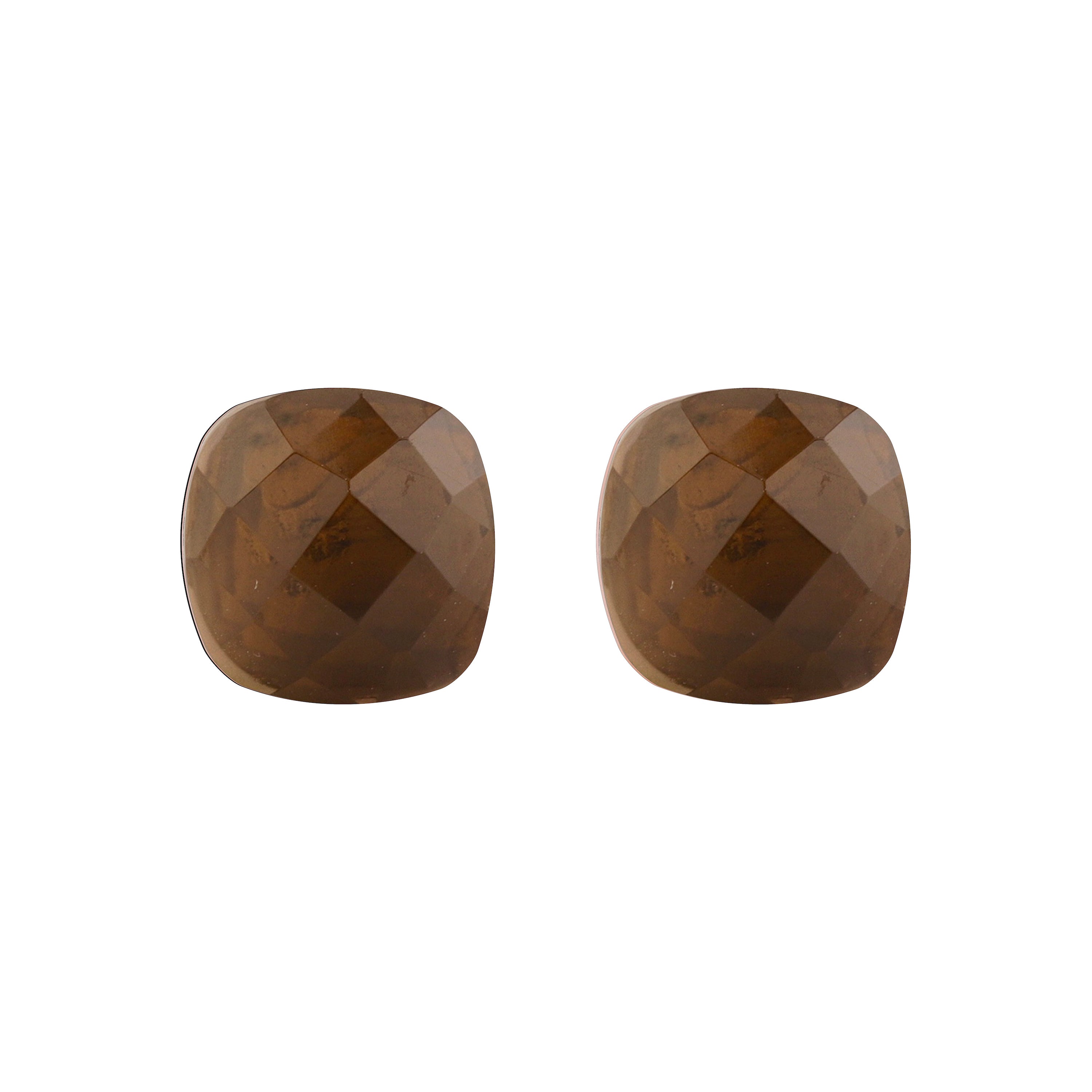 Smoky Quartz Naked Stud Earrings in Smoky Quartz, gold plated, handcrafted gemstone earrings Singapore