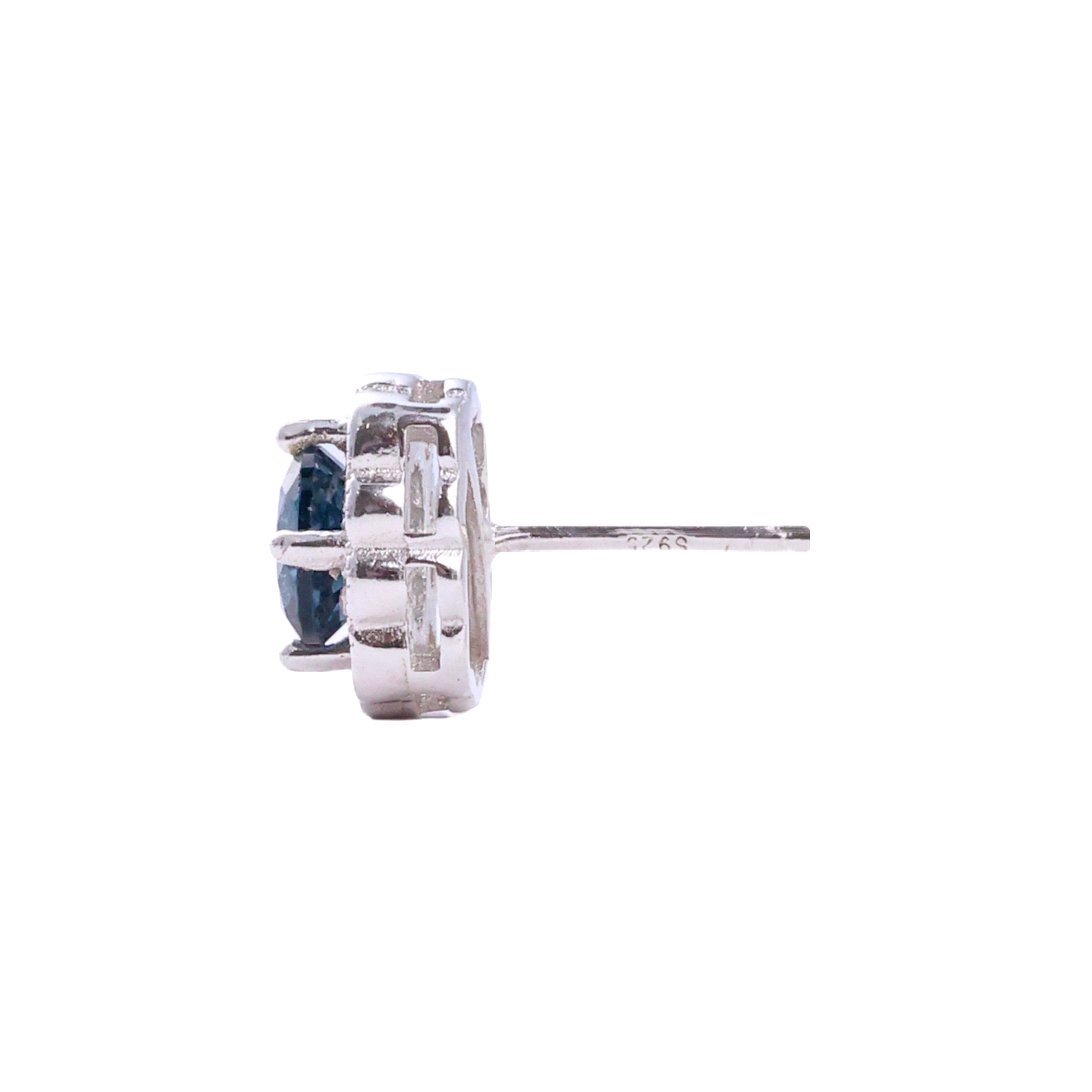 London Blue & White Topaz Halo in Blue Topaz, gold plated, handcrafted gemstone earrings Singapore