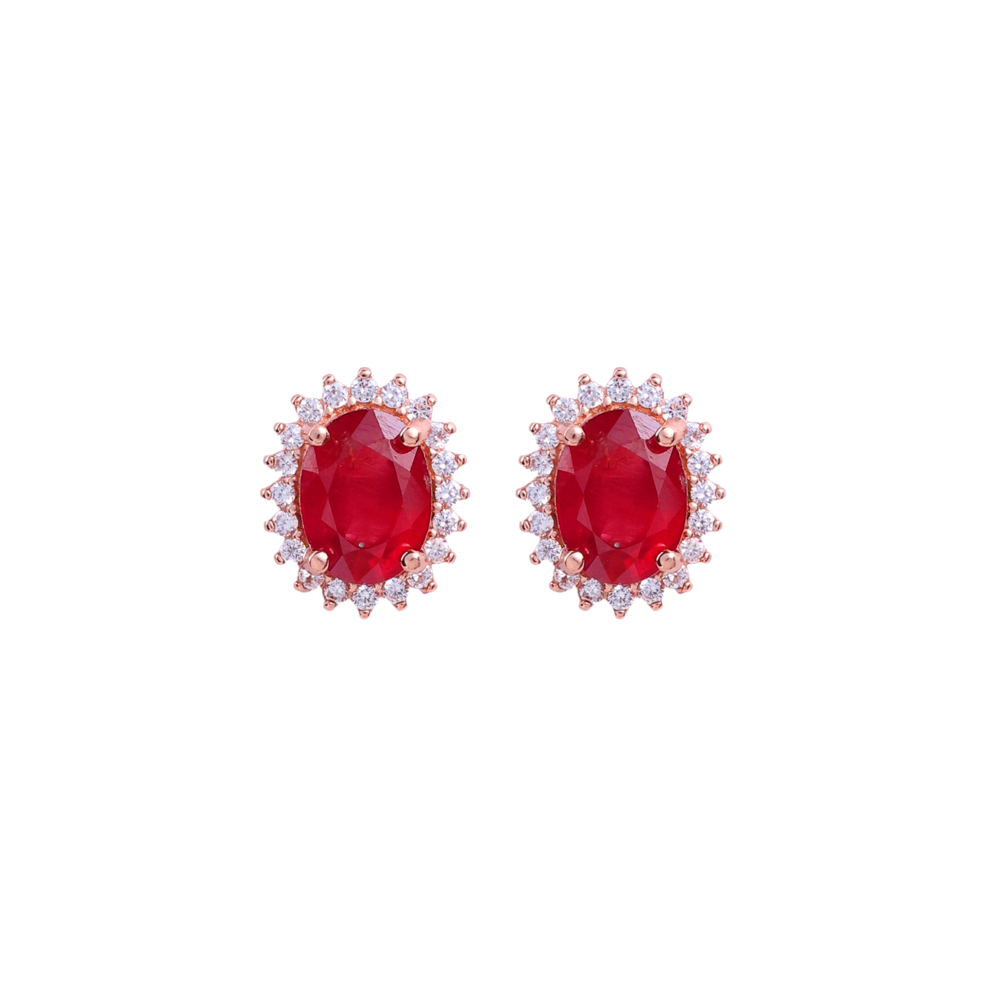 Ruby & White Topaz Oval Halo