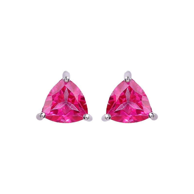 Earrings - Pink Topaz Trillion Studs