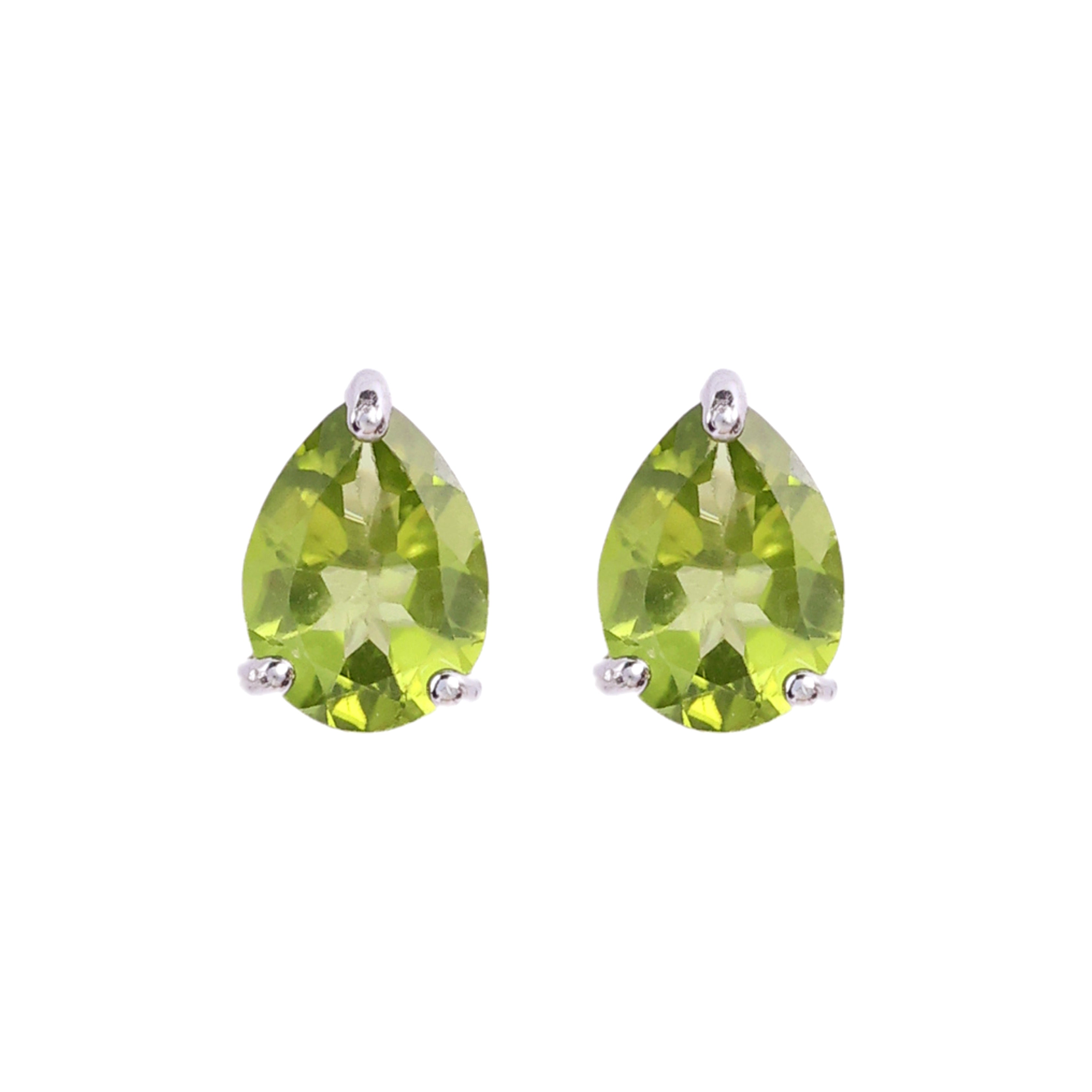 Peridot gemstone stud earrings pear shape – Shop Lustre