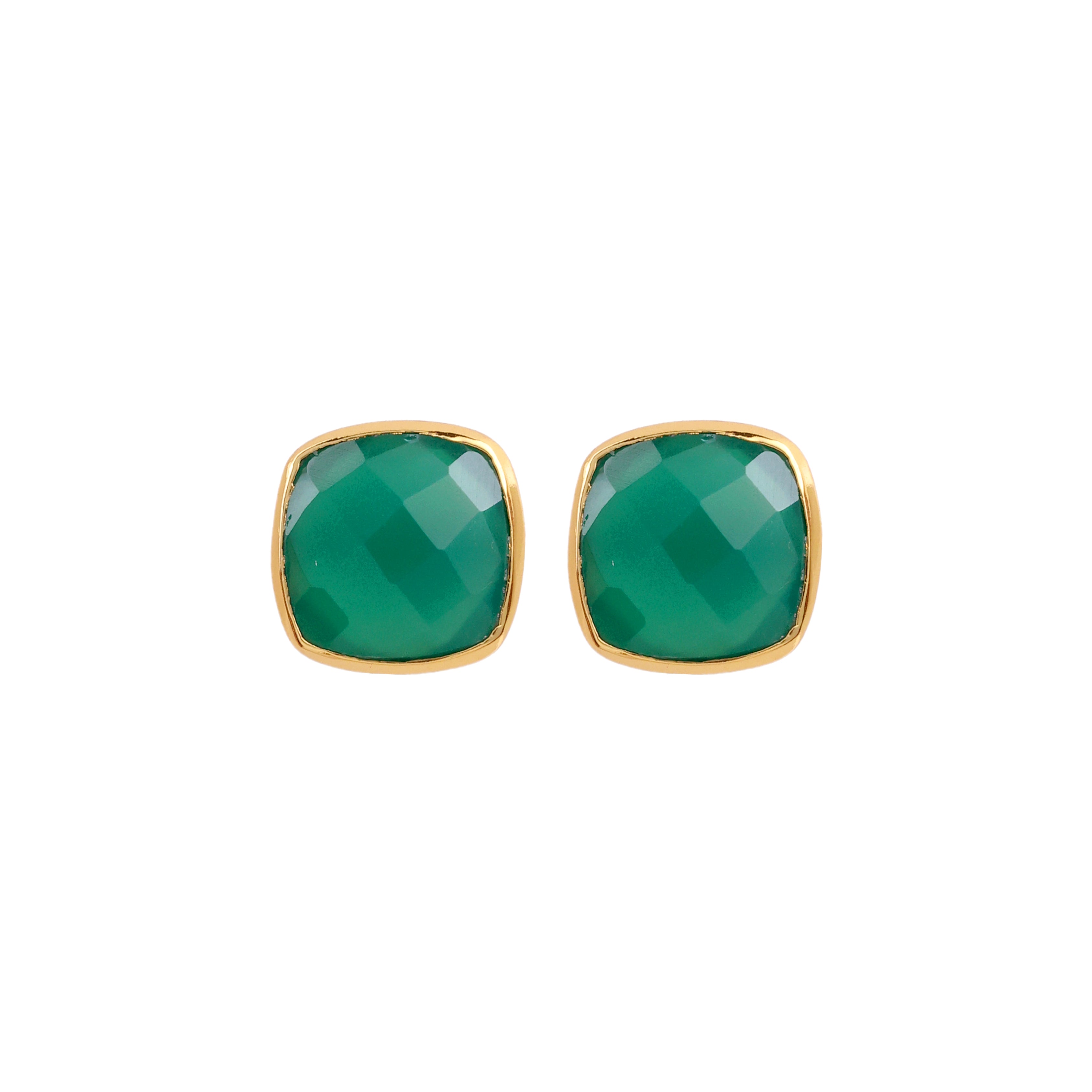Stud bar gemstone earrings in sterling silver with natural stones
