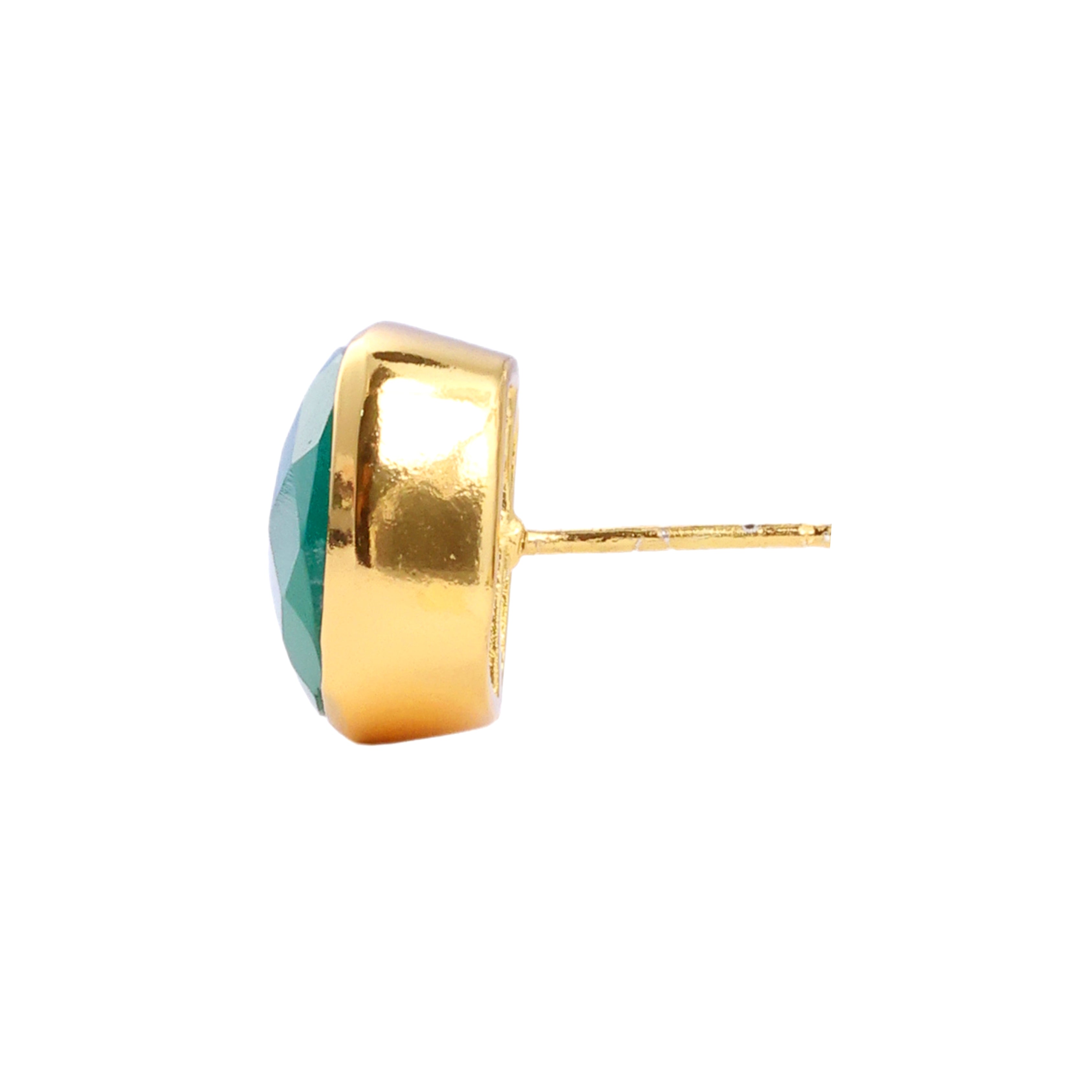 Amie Studs in Green Onyx in Green Onyx, gold plated, handcrafted gemstone earrings Singapore