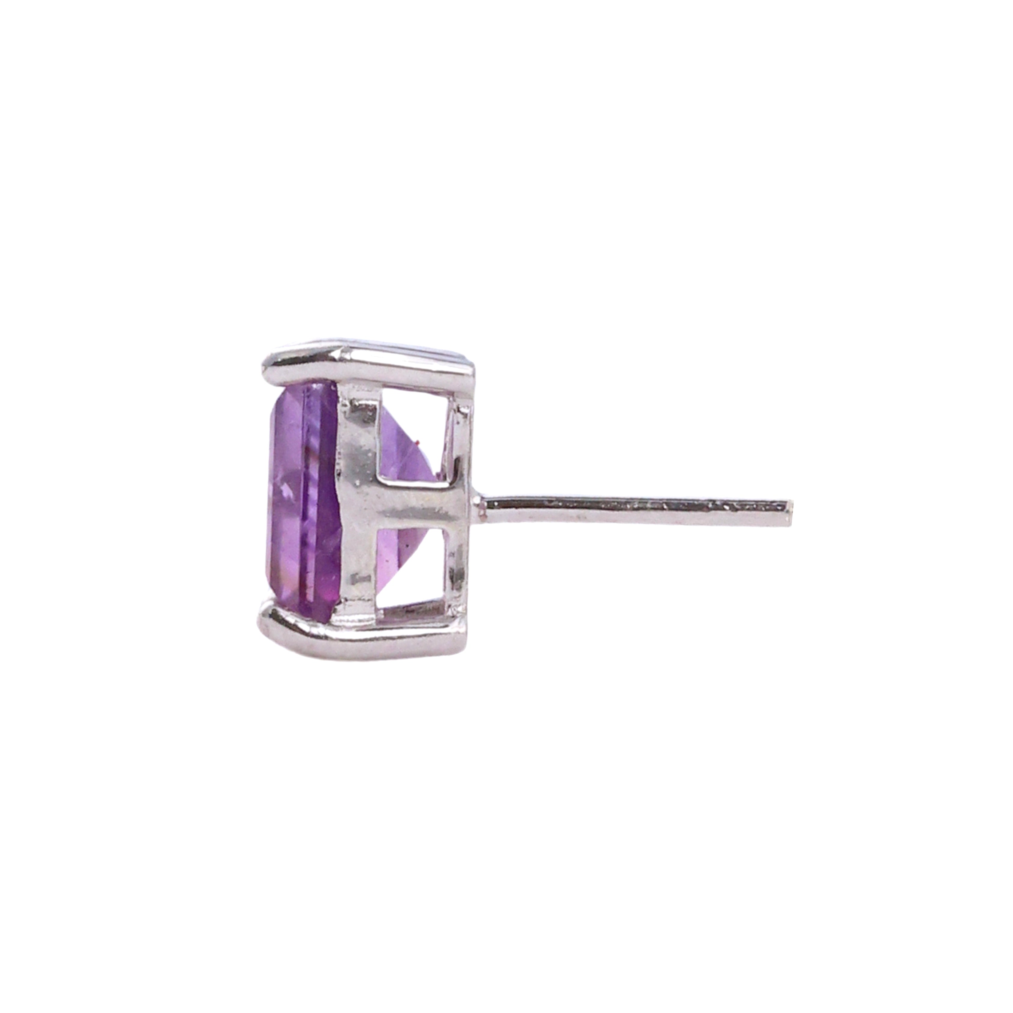 Amethyst Square Studs in Amethyst, gold plated, handcrafted gemstone earrings Singapore