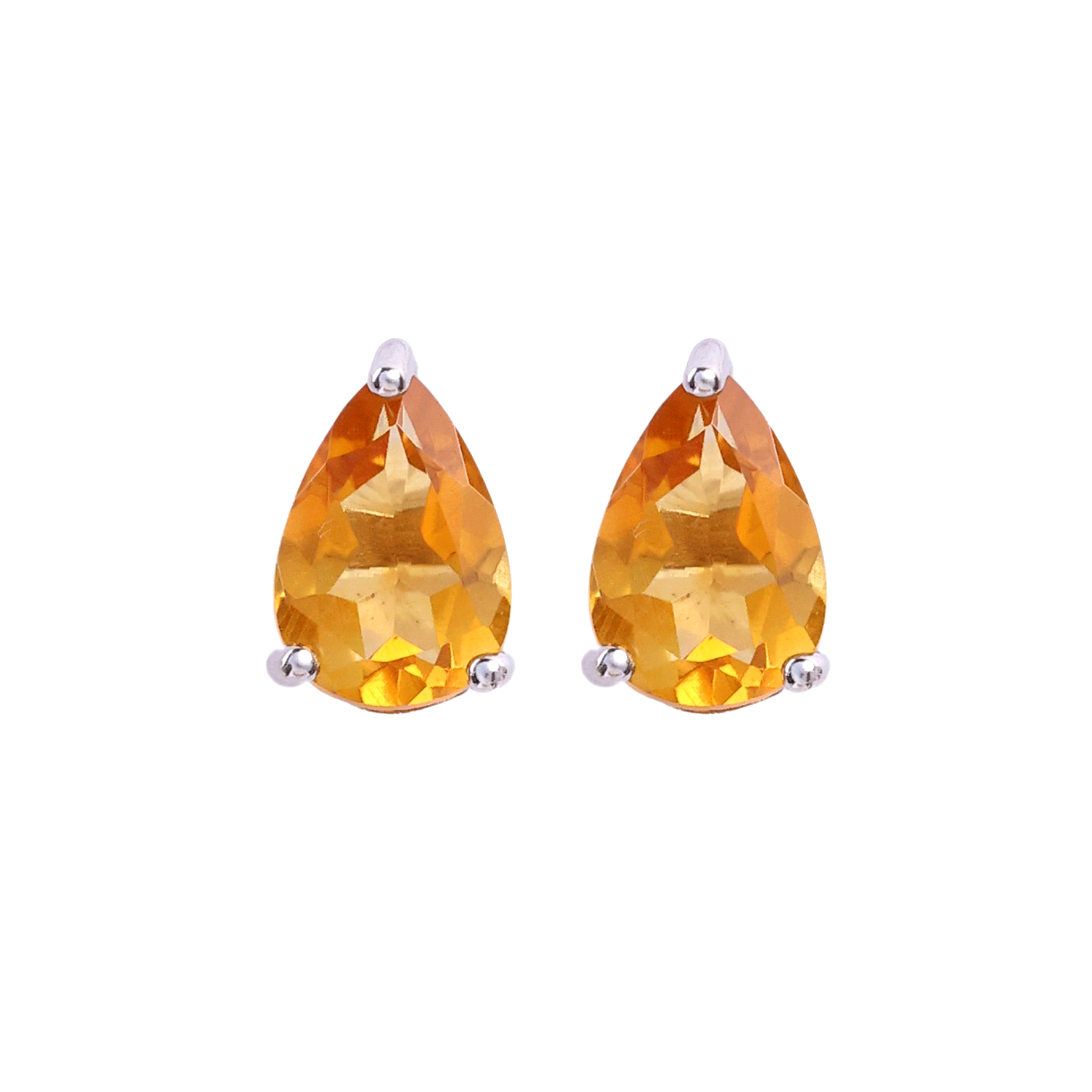 Citrine Pear Studs in Citrine, gold plated, handcrafted gemstone earrings Singapore