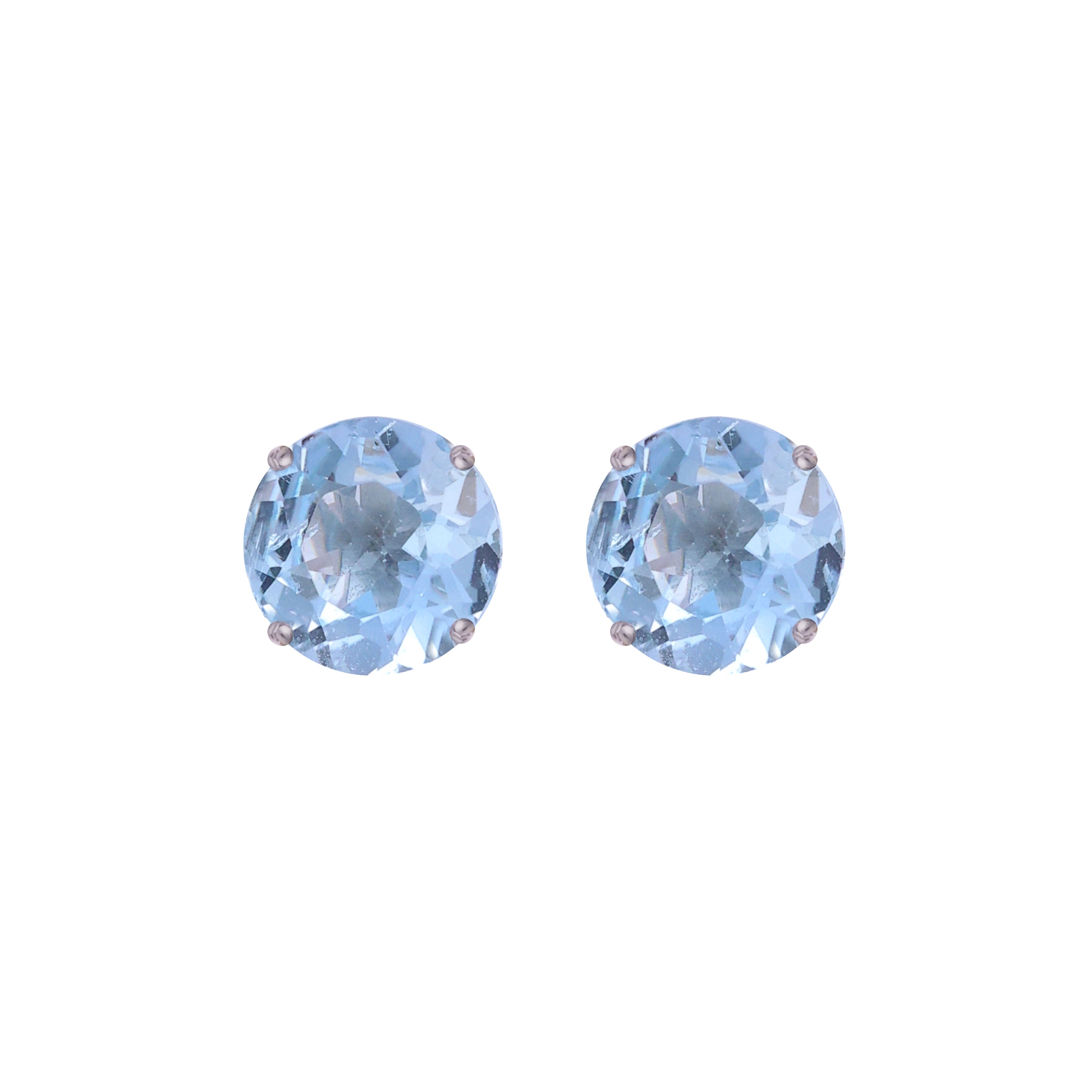 Sky Blue Topaz Round Studs in Blue Topaz, gold plated, handcrafted gemstone earrings Singapore