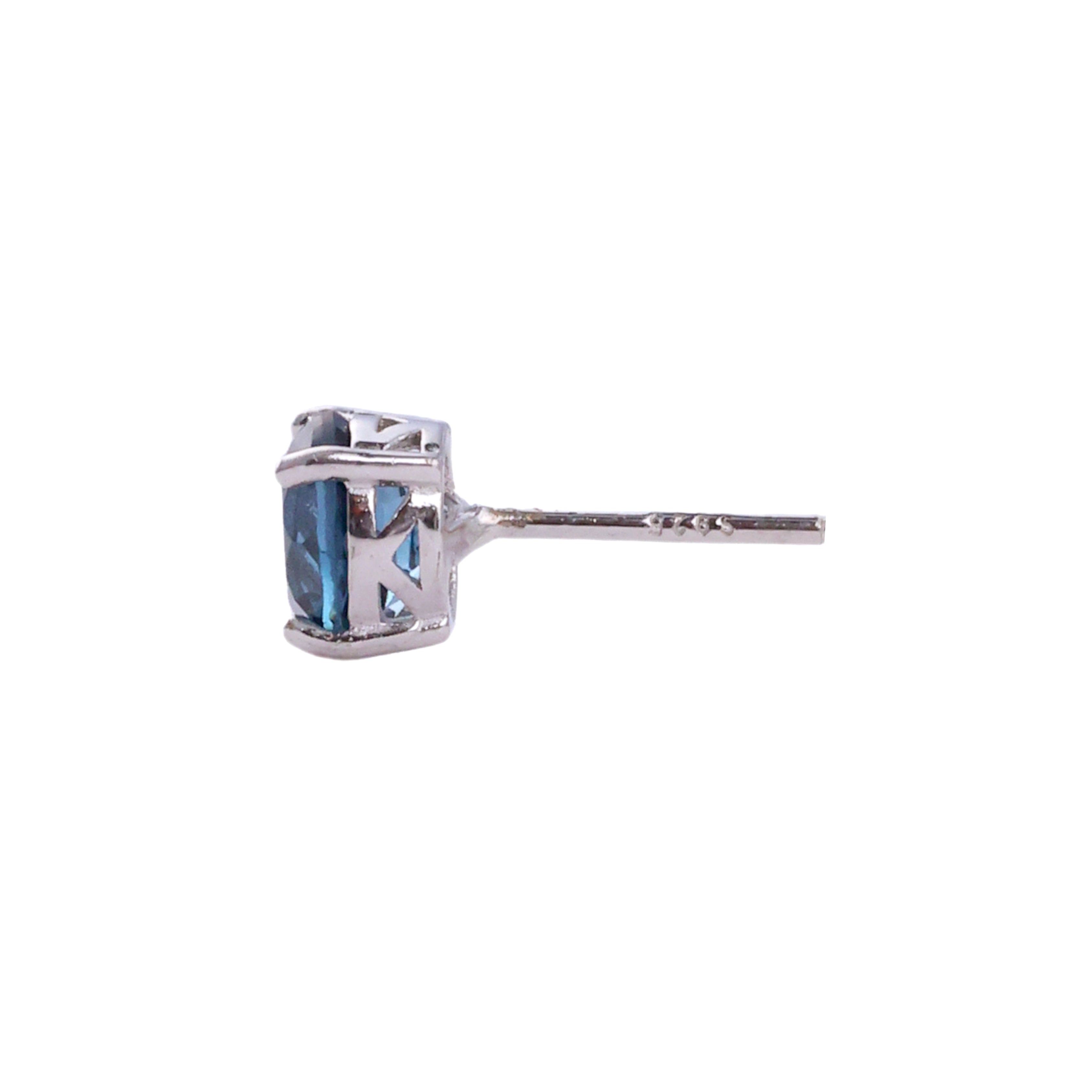 London Blue Topaz Round Studs in Blue Topaz, gold plated, handcrafted gemstone earrings Singapore