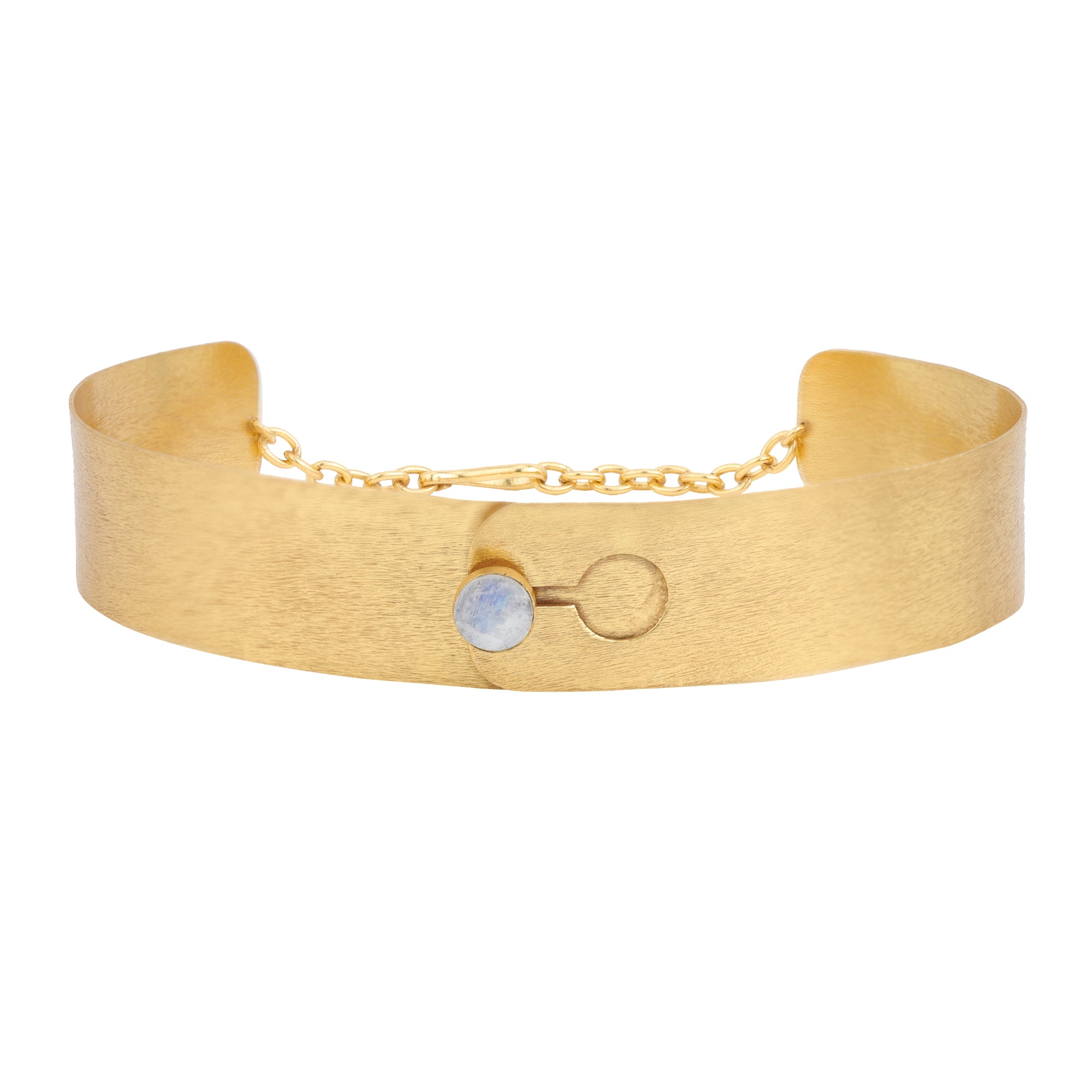 Keyhole Choker in Moonstone in Moonstone, gold plated, handcrafted gemstone necklace Singapore