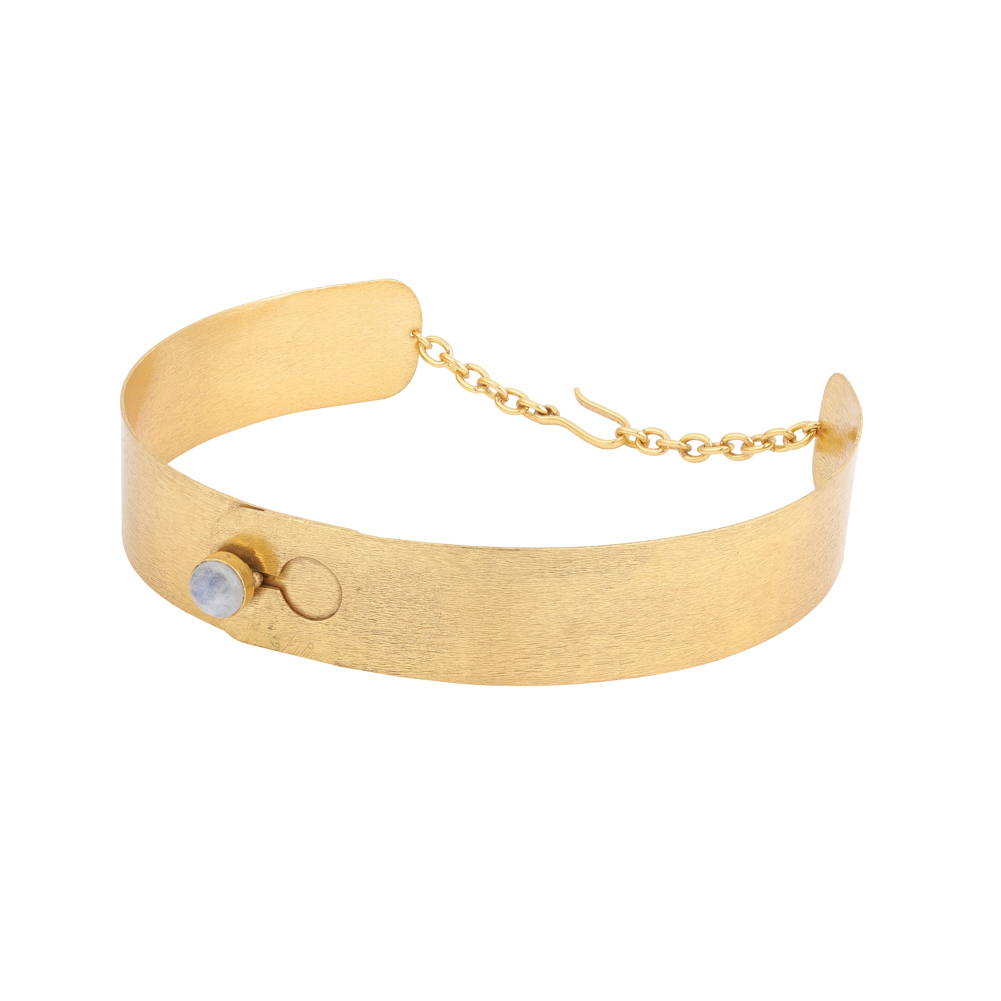 Keyhole Choker in Moonstone in Moonstone, gold plated, handcrafted gemstone necklace Singapore
