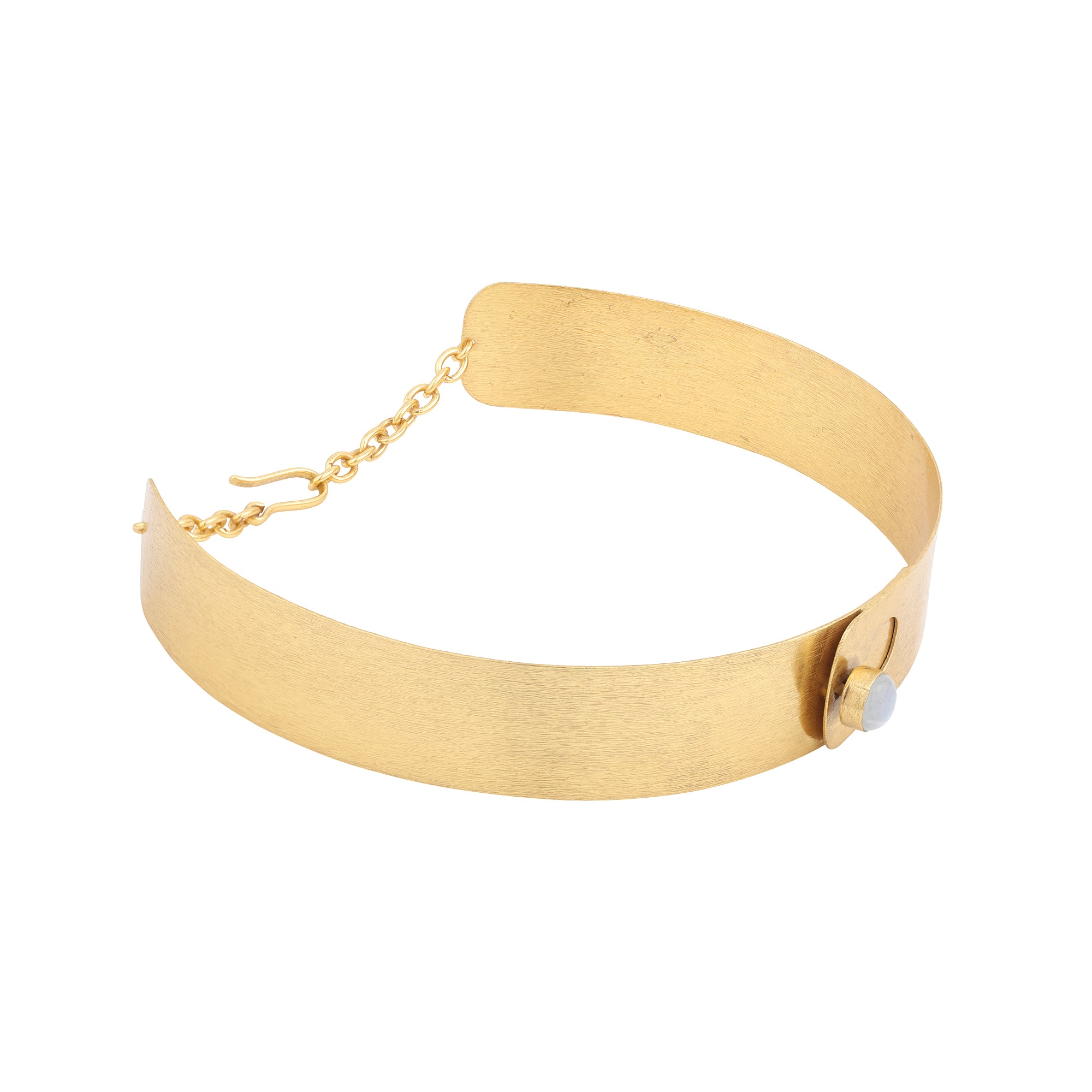 Keyhole Choker in Moonstone in Moonstone, gold plated, handcrafted gemstone necklace Singapore