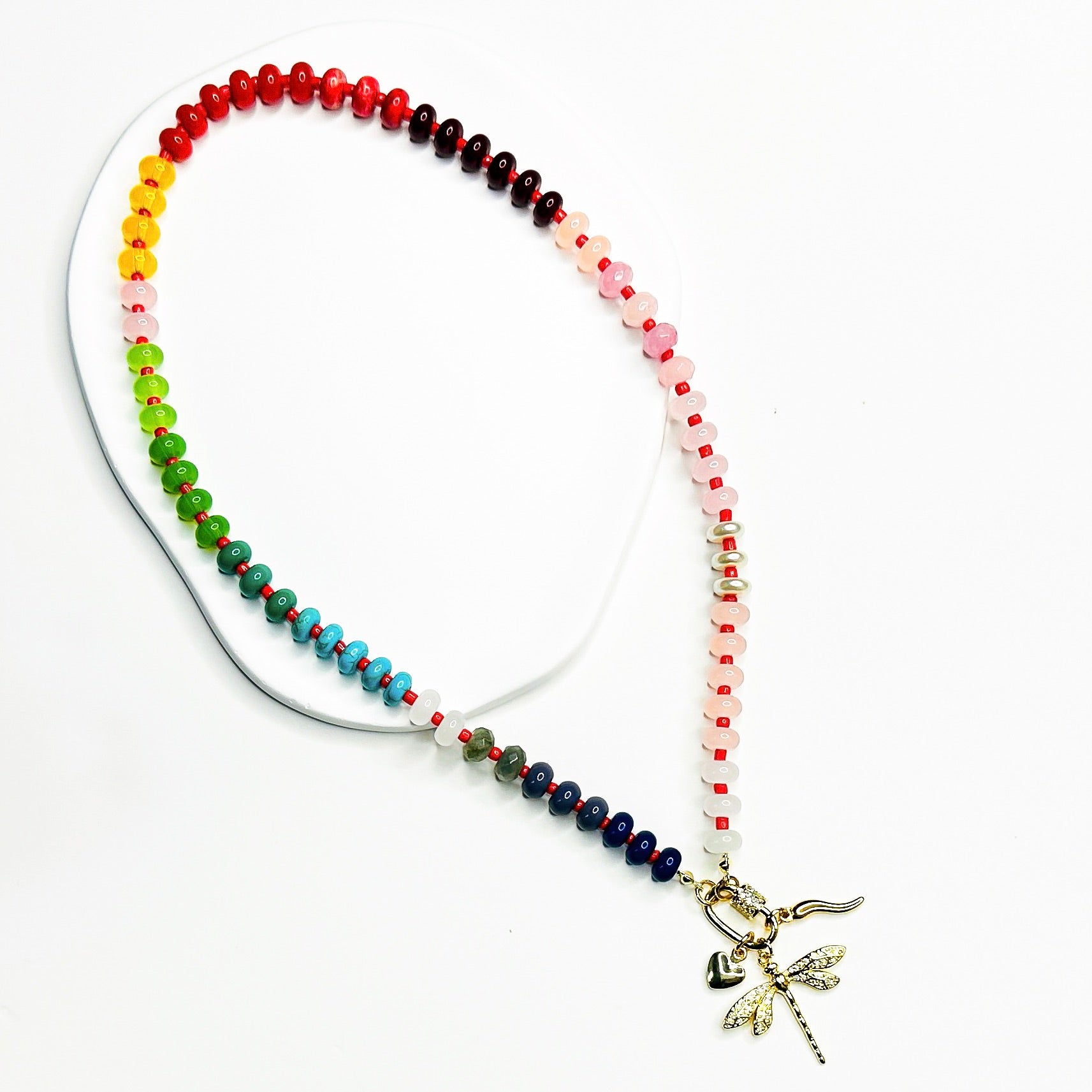 Dreamweaver Necklace in Skittles, gold plated, handcrafted gemstone necklace Singapore