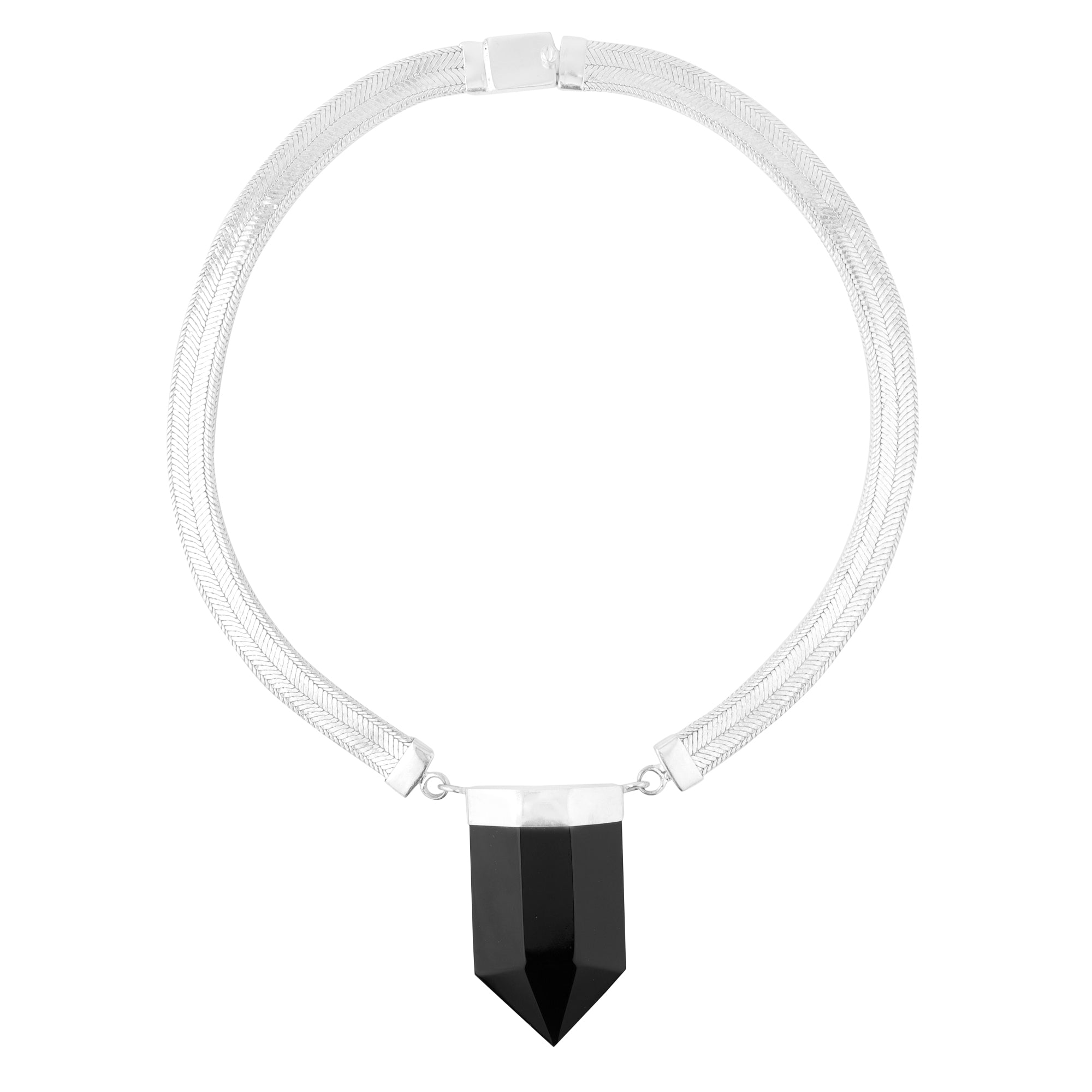 Monolith in Black Onyx in Black Onyx, gold plated, handcrafted gemstone necklace Singapore