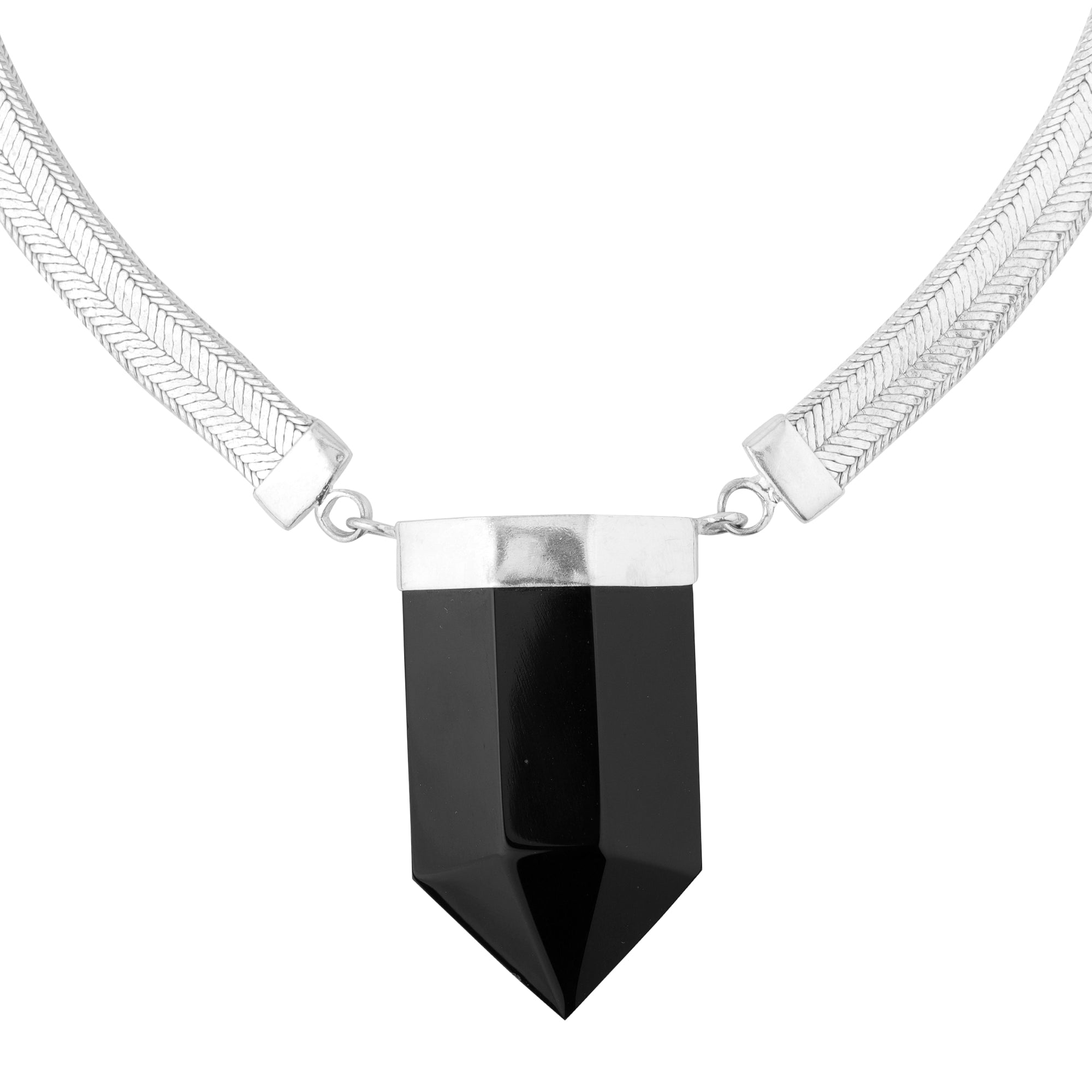 Monolith in Black Onyx in Black Onyx, gold plated, handcrafted gemstone necklace Singapore