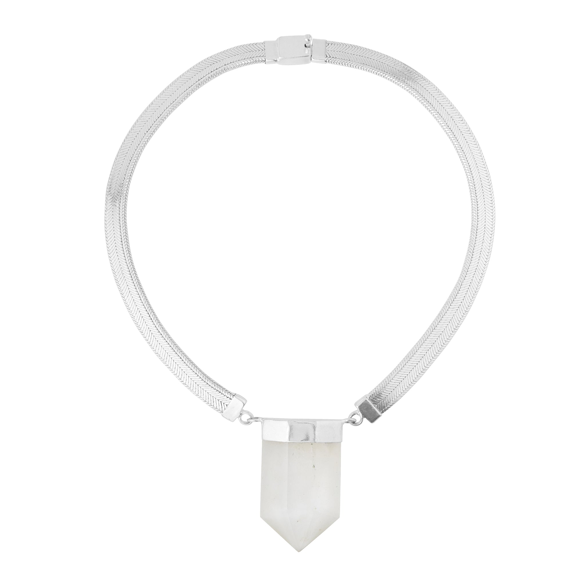 Monolith in Clear Crystal Quartz in Rock Crystal, gold plated, handcrafted gemstone necklace Singapore