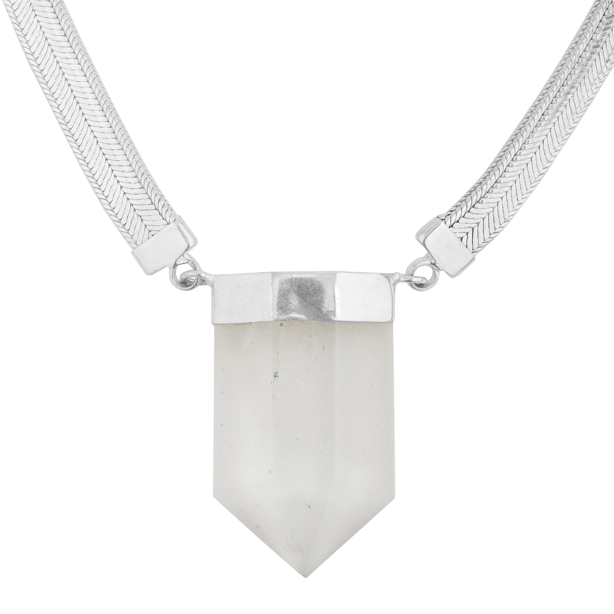 Monolith in Clear Crystal Quartz in Rock Crystal, gold plated, handcrafted gemstone necklace Singapore