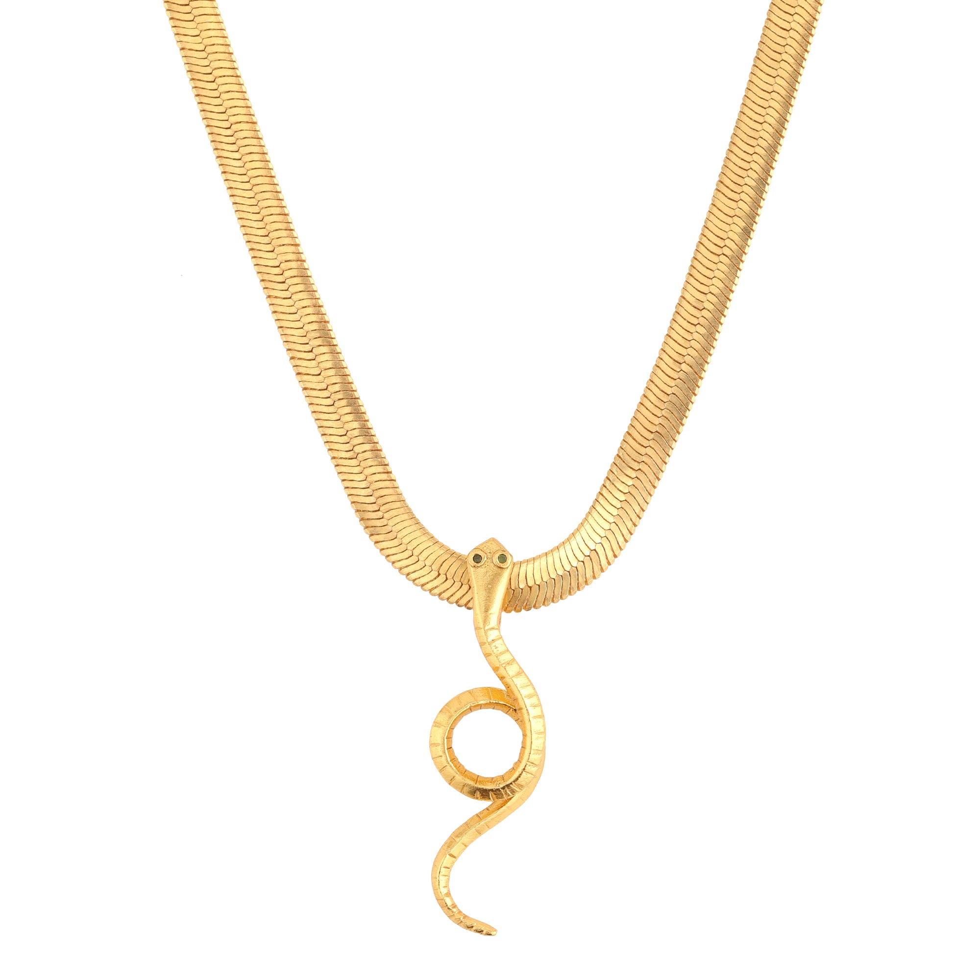 Slither Coiled Serpentine, gold plated, handcrafted gemstone necklace Singapore