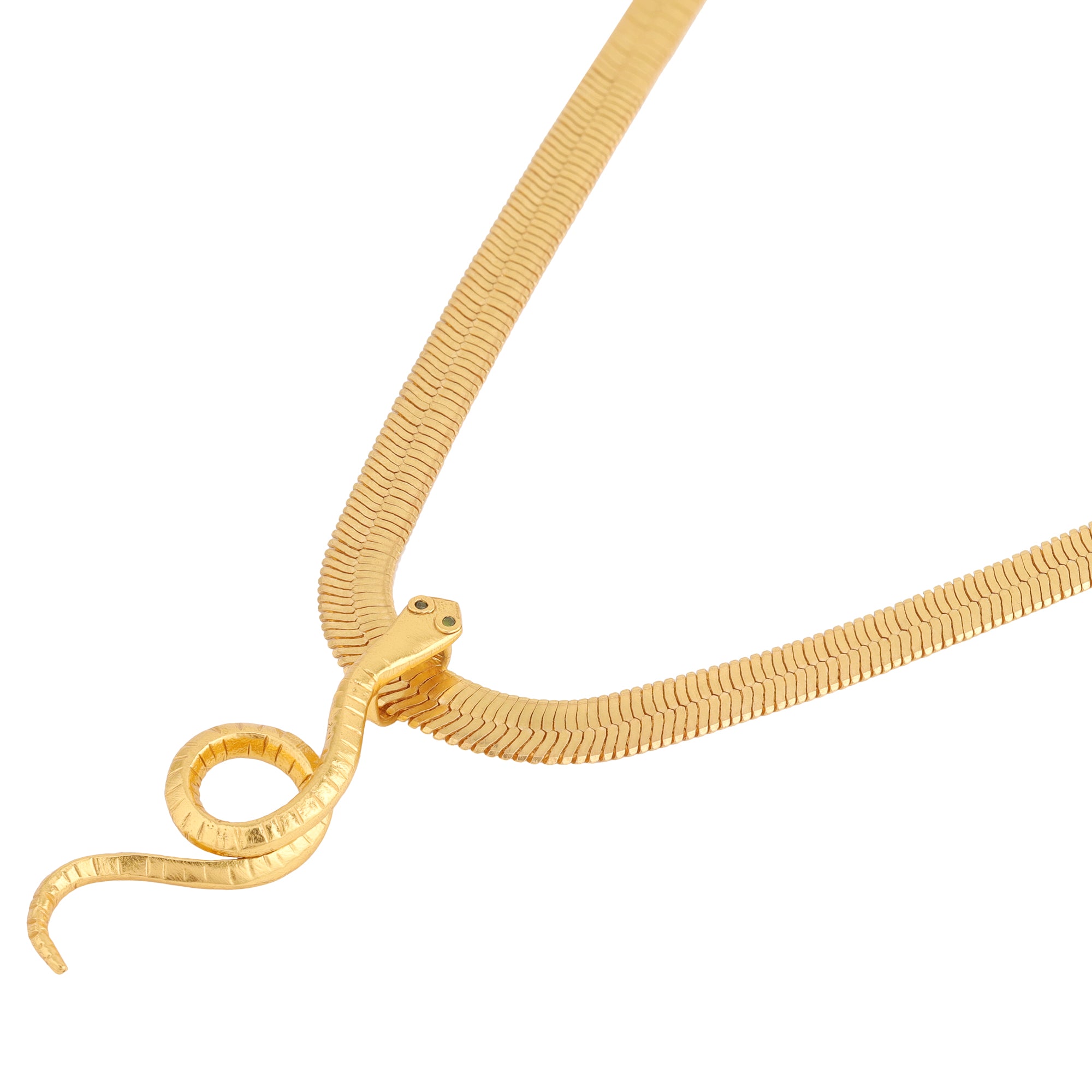 Slither Coiled Serpentine, gold plated, handcrafted gemstone necklace Singapore