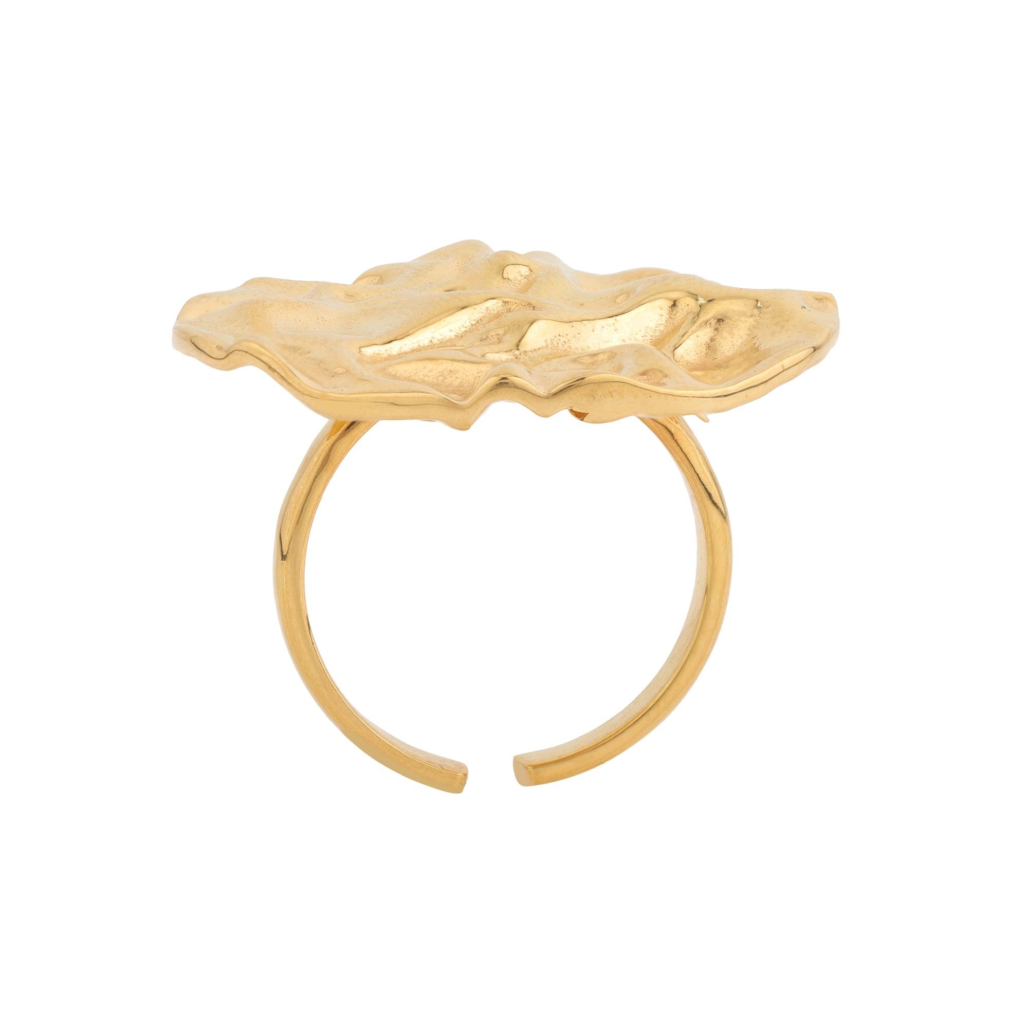 Ripple Disc Ring, gold plated, handcrafted gemstone rings Singapore