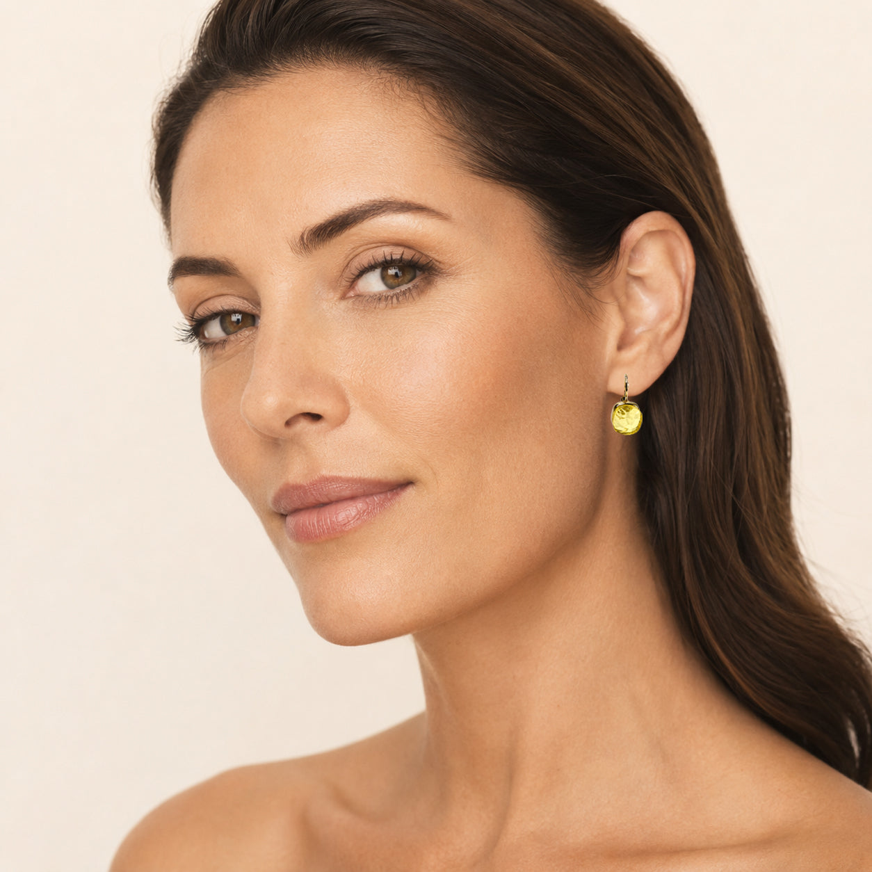 Simulated Lemon Quartz Square Earrings - Sample Sale