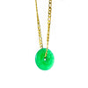 Necklace - Jade Pi Disc On Antique Finish  Figaro Chain