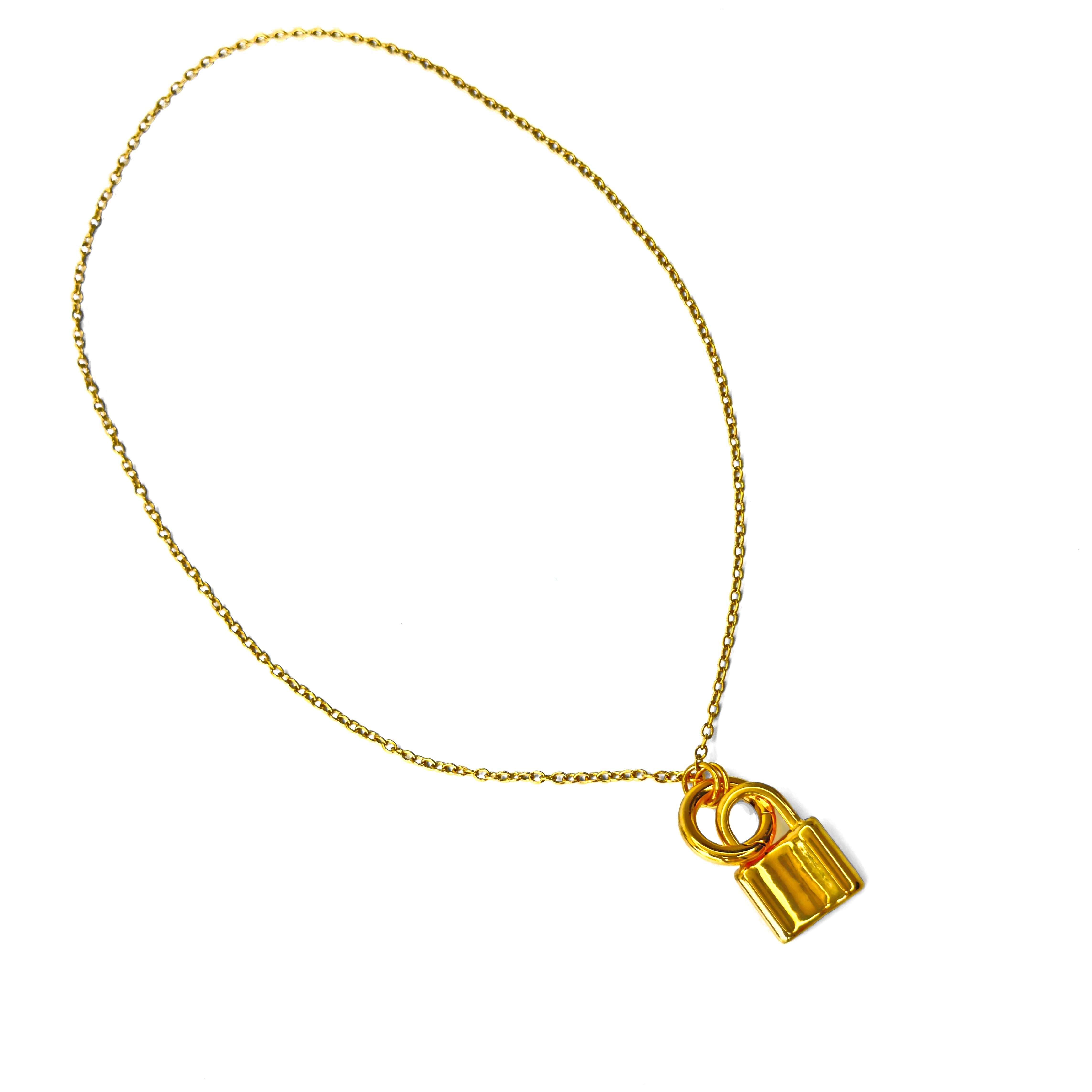 Chain Necklace with Padlock, gold plated, handcrafted gemstone necklace Singapore