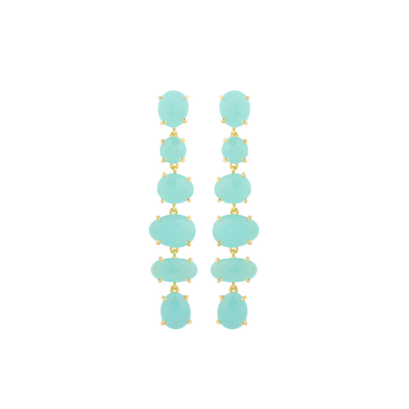 Earrings - Aqua Chalcedony Chandelier