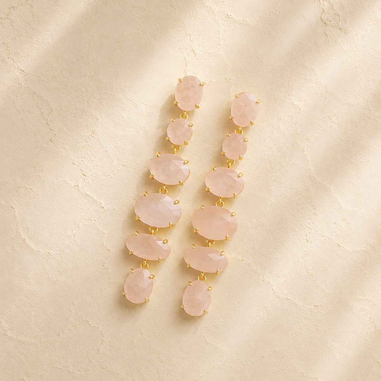 Rose Quartz Chandelier Earrings