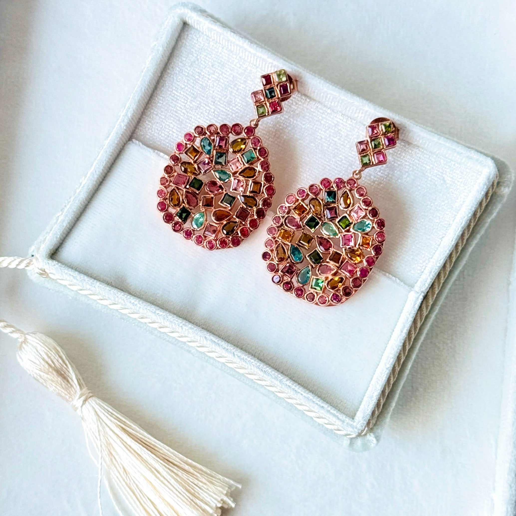 Free Form Multi Tourmaline Earrings