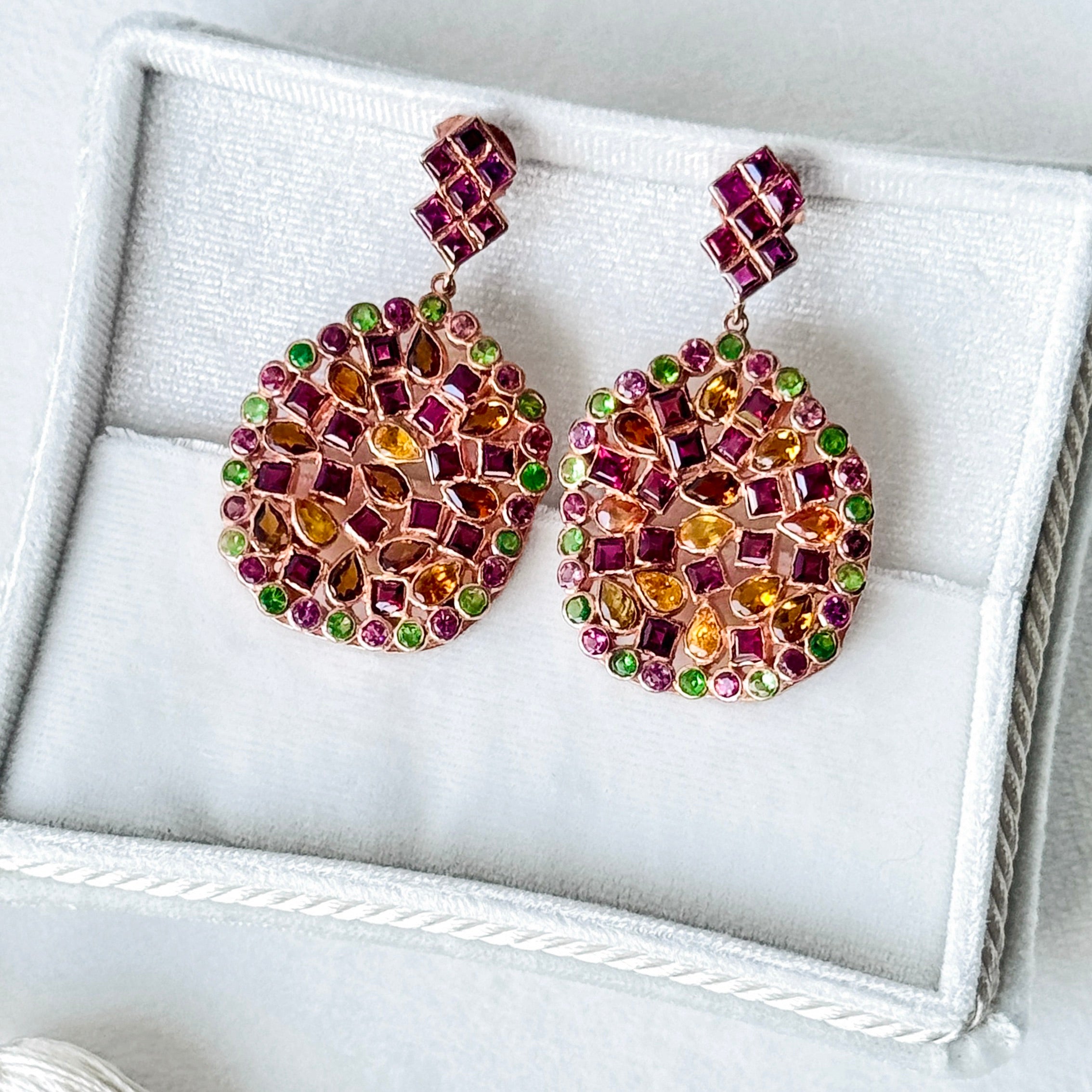 Free Form Multi Garnet Earrings