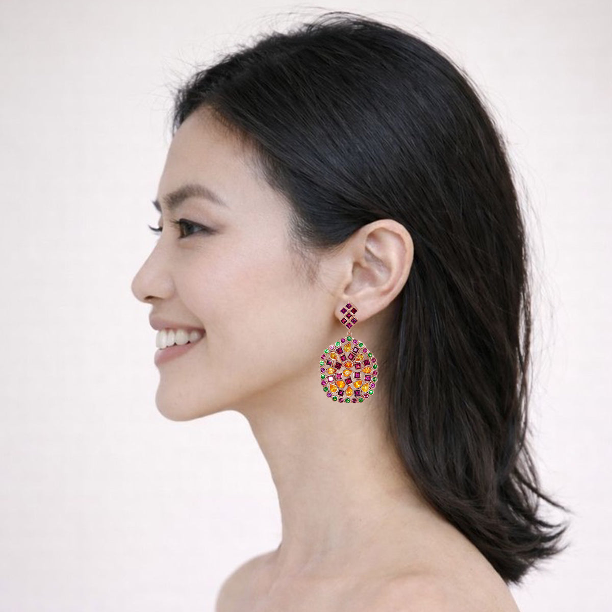 Free Form Multi Garnet Earrings