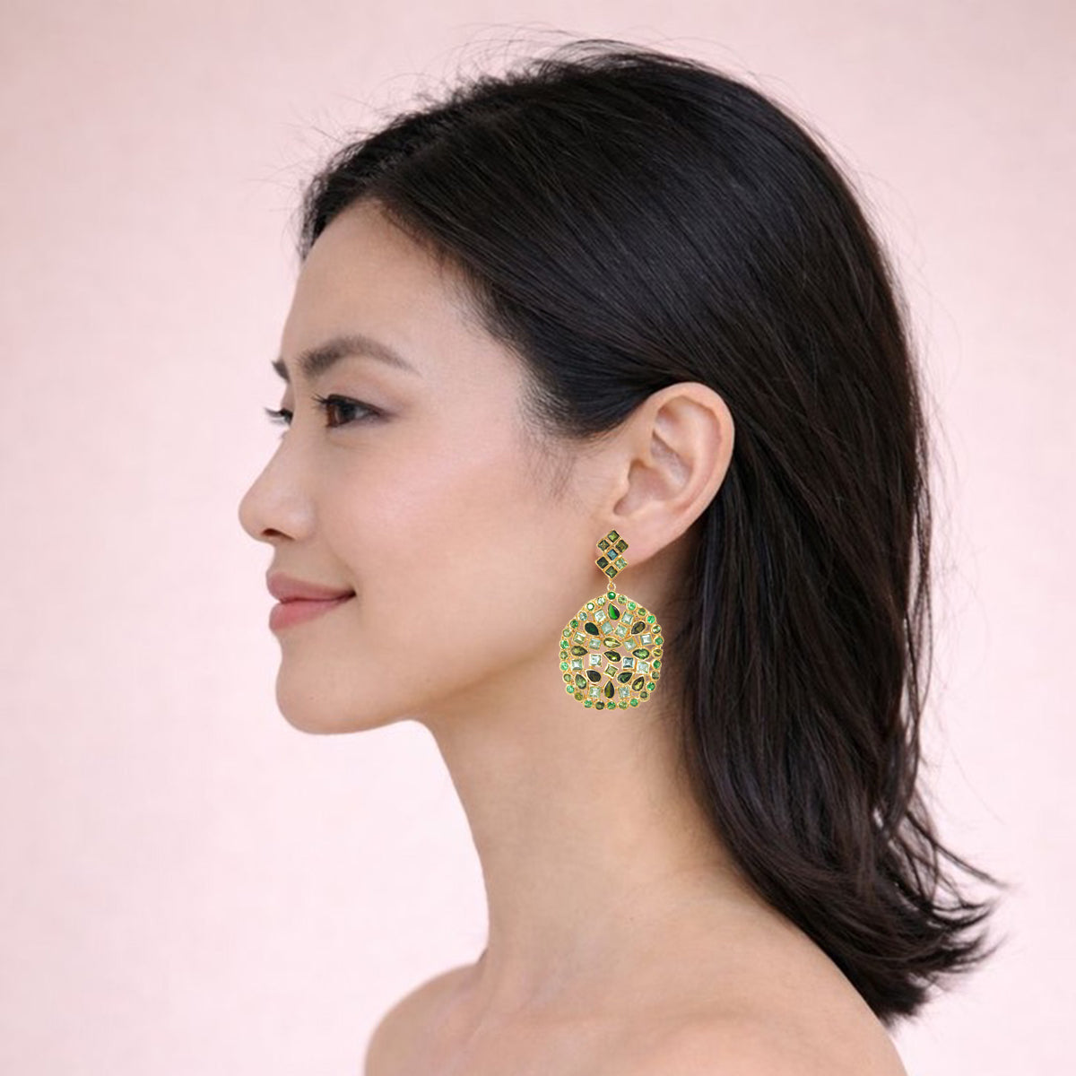 Free Form Green Tourmaline Earrings