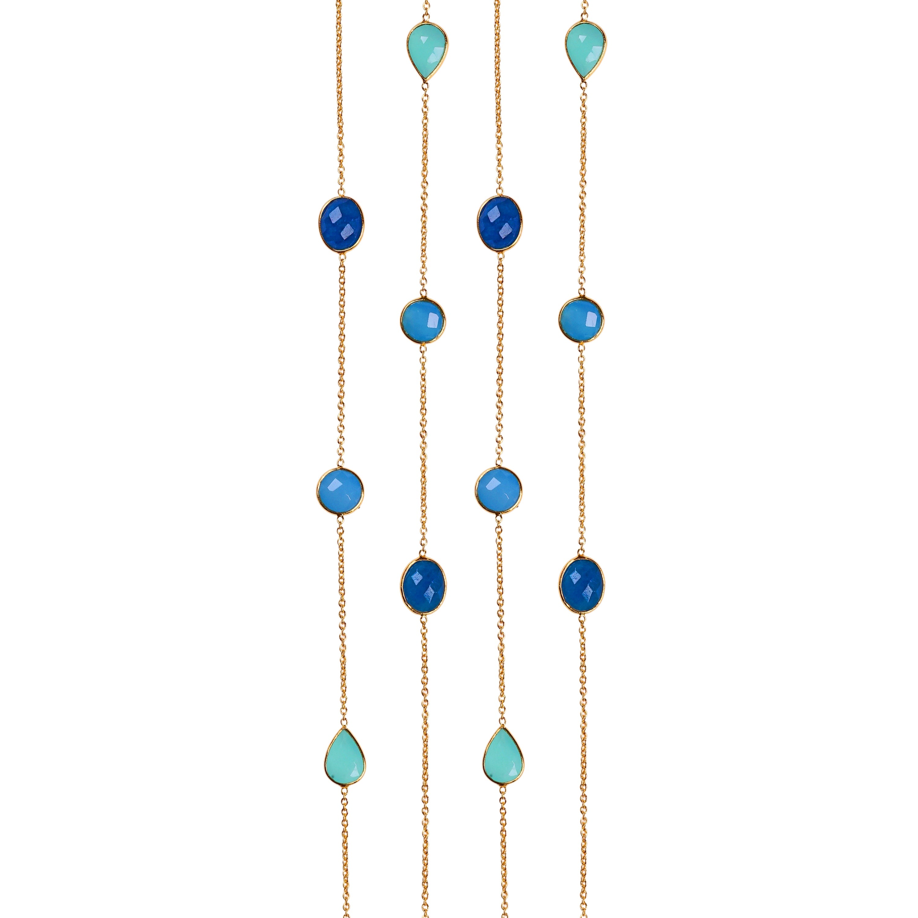 Necklace in Aqua Chalcedony & Lapis Blue Chalcedony in Aqua Chalcedony, gold plated, handcrafted gemstone necklace Singapore