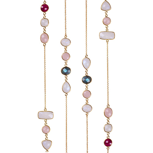 Necklace - Labradorite, Moonstone, Ruby & Rose Quartz