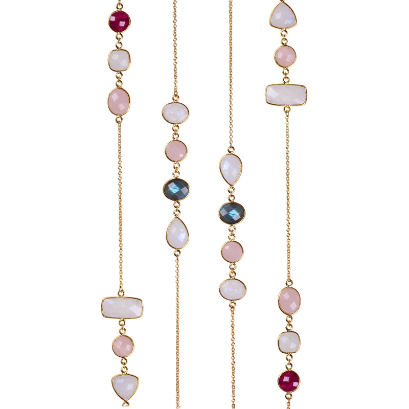 Necklace - Labradorite, Moonstone, Ruby & Rose Quartz