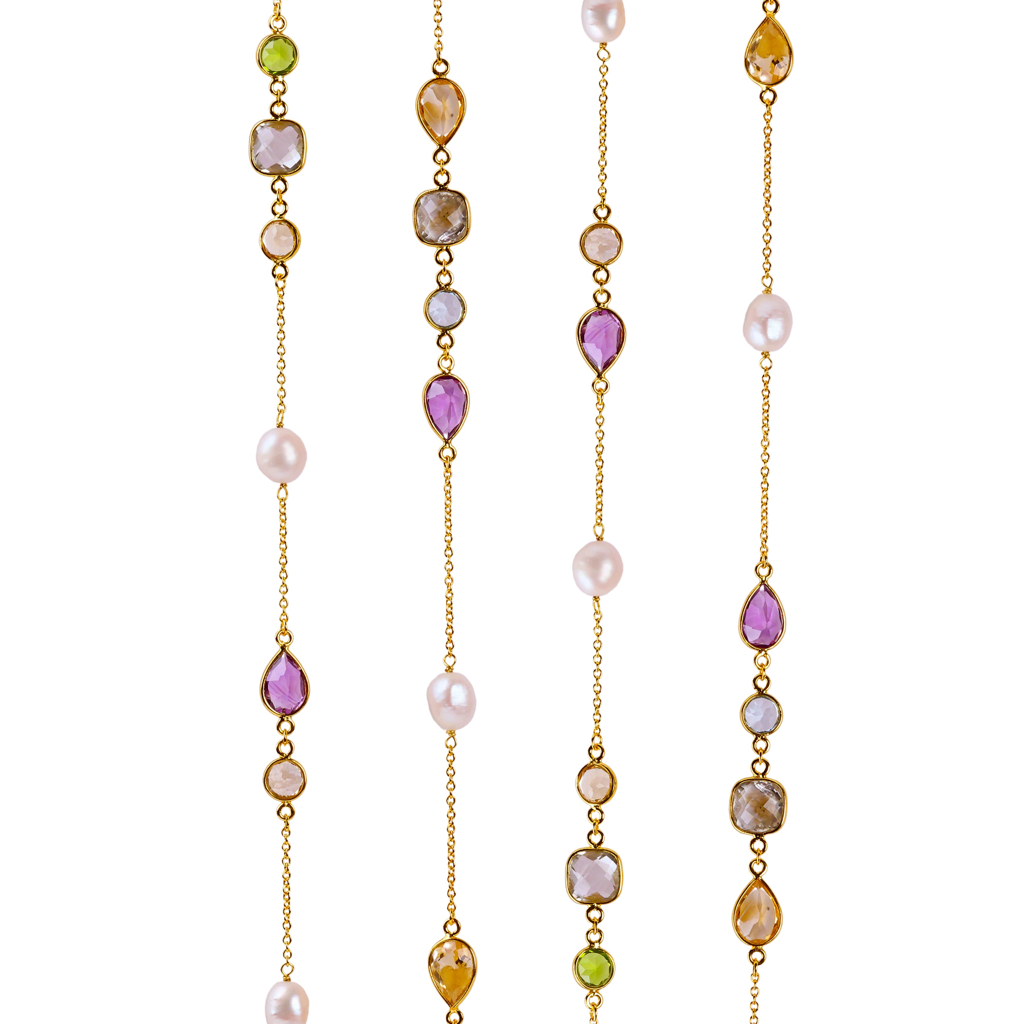 Multi Gemstone & Pearl Necklace in Multi Gem, gold plated, handcrafted gemstone necklace Singapore