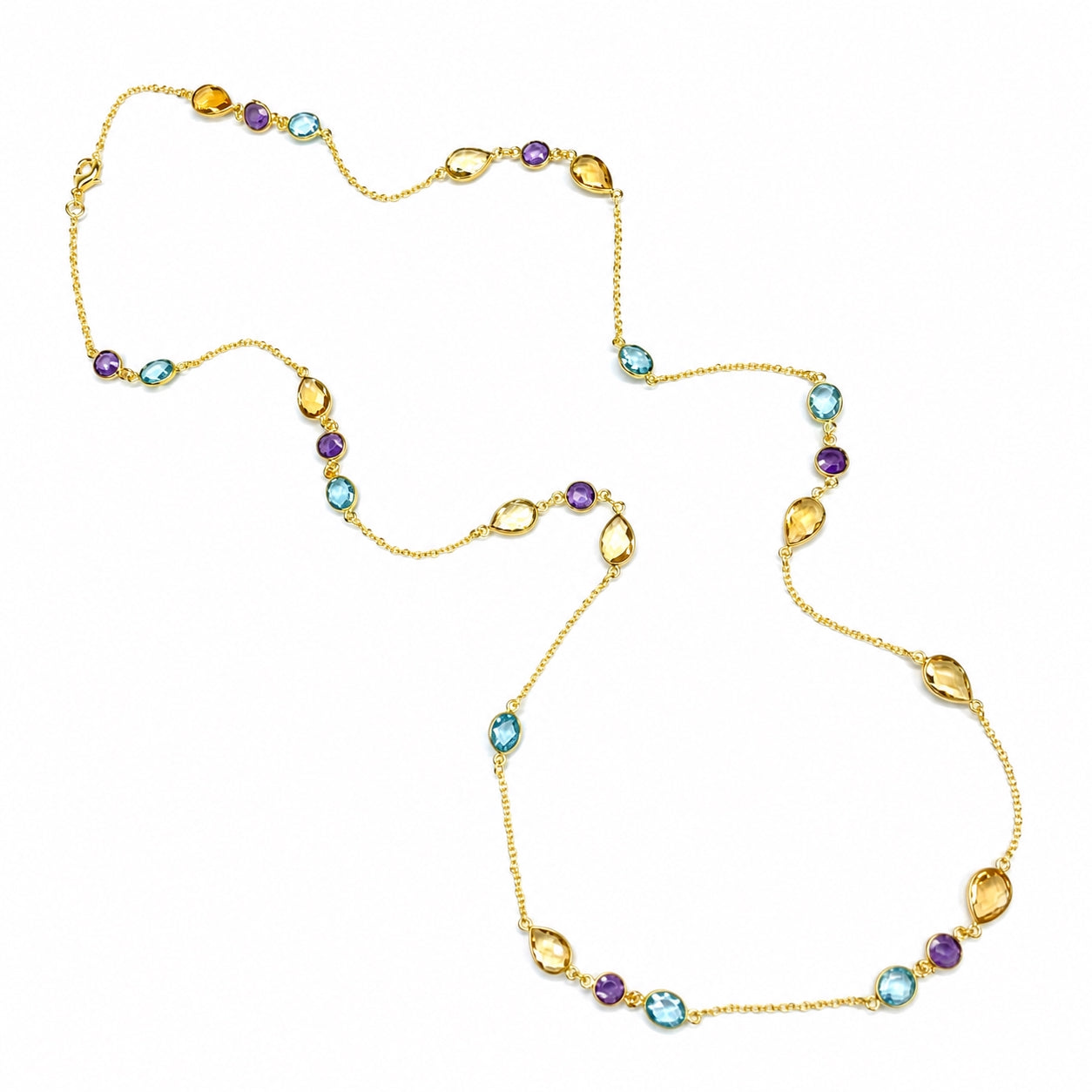 Amethyst, Blue Topaz & Citrine Necklace