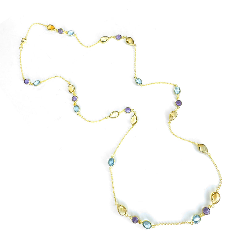 Necklace - Amethyst, Blue Topaz, & Citrine  Medley