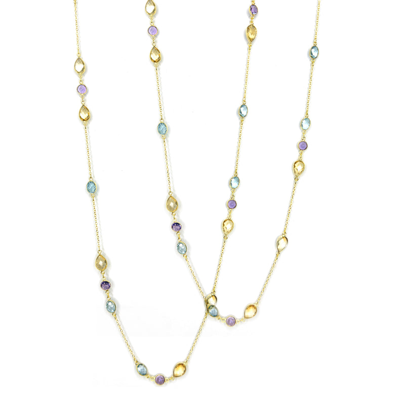 Necklace - Amethyst, Blue Topaz, & Citrine  Medley