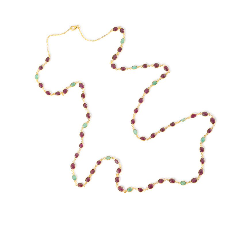 Necklace - Ruby and Emerald Cabochon