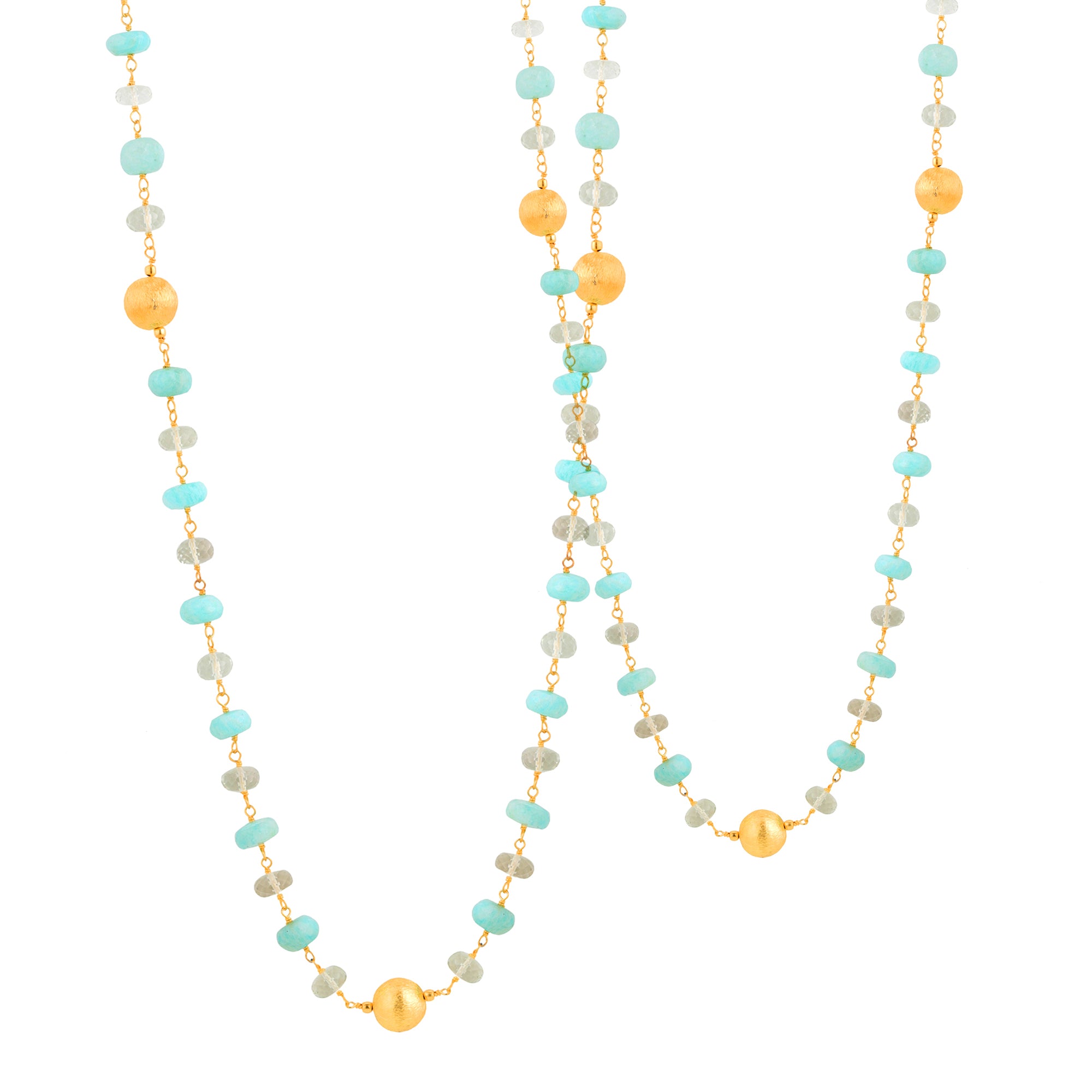 Necklace in Amazonite & Prasiolite in Amazonite, gold plated, handcrafted gemstone necklace Singapore