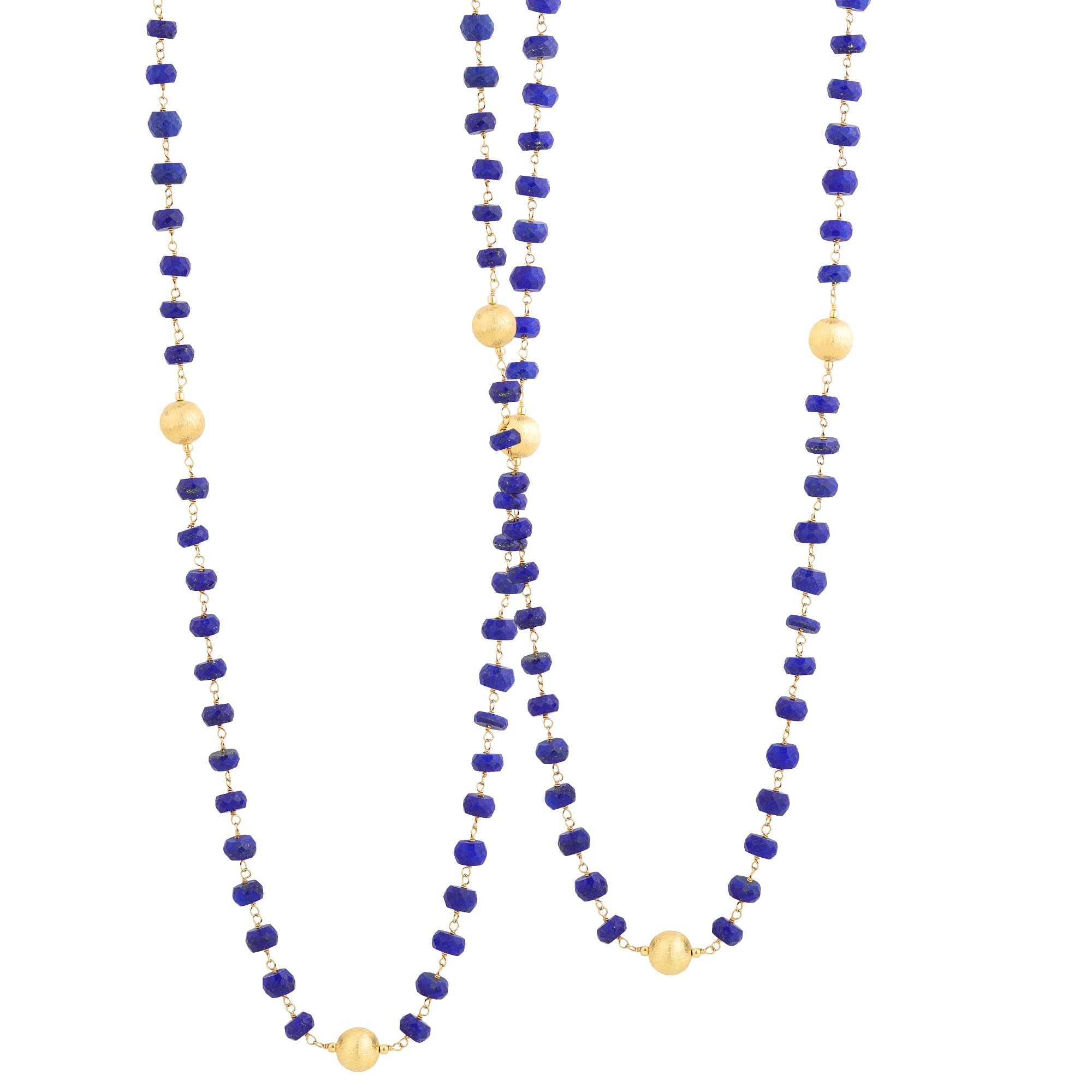 Lapis Lazuli & Gold Bead Necklace in Lapis Lazuli, gold plated, handcrafted gemstone necklace Singapore