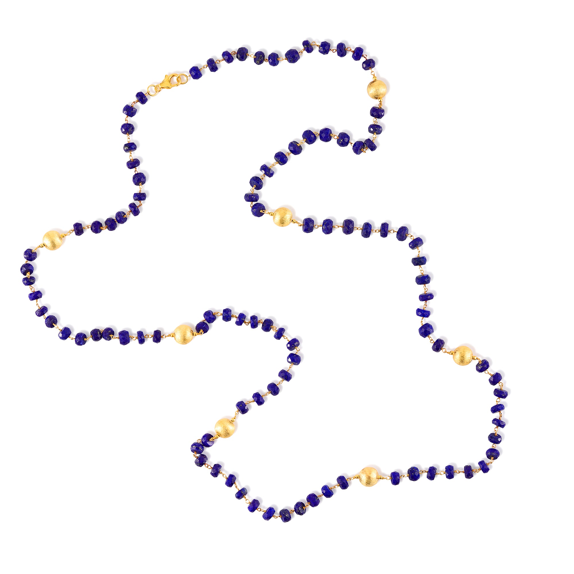 Lapis Lazuli & Gold Bead Necklace in Lapis Lazuli, gold plated, handcrafted gemstone necklace Singapore