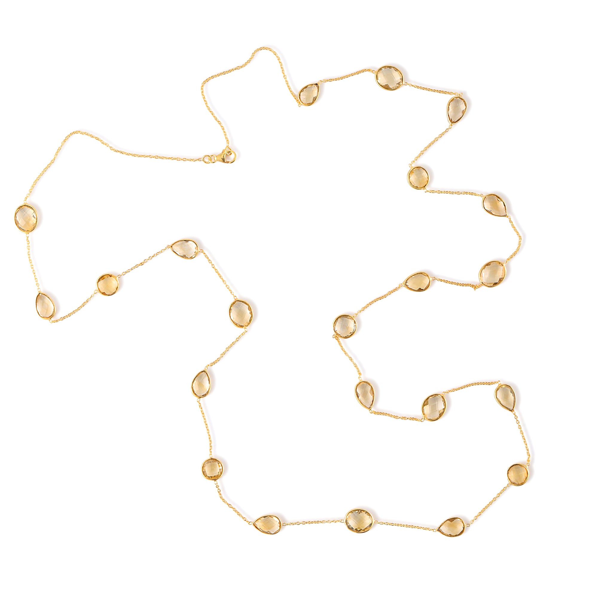 Large Citrine Station Necklace in Citrine, gold plated, handcrafted gemstone necklace Singapore