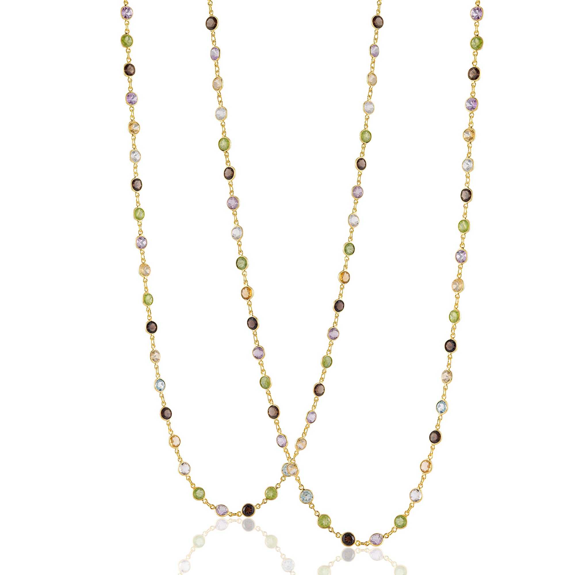 Bezel Set Multi Gemstone Necklace